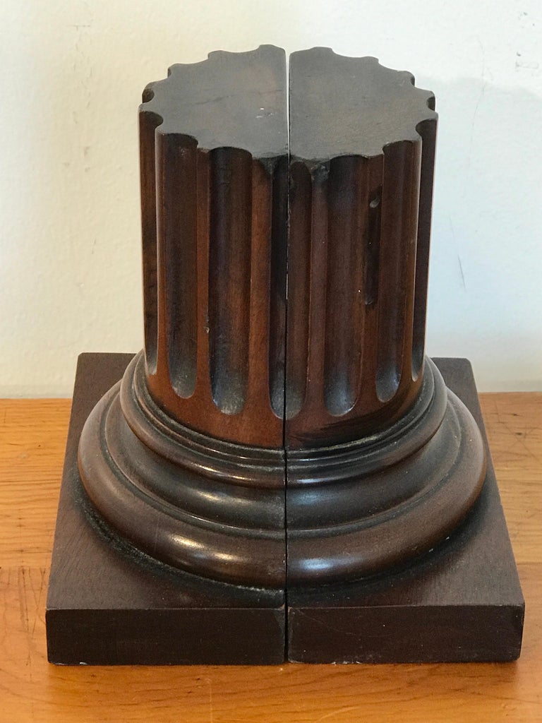 Pair of Grand Tour Carved Wood Column Bookends at 1stDibs