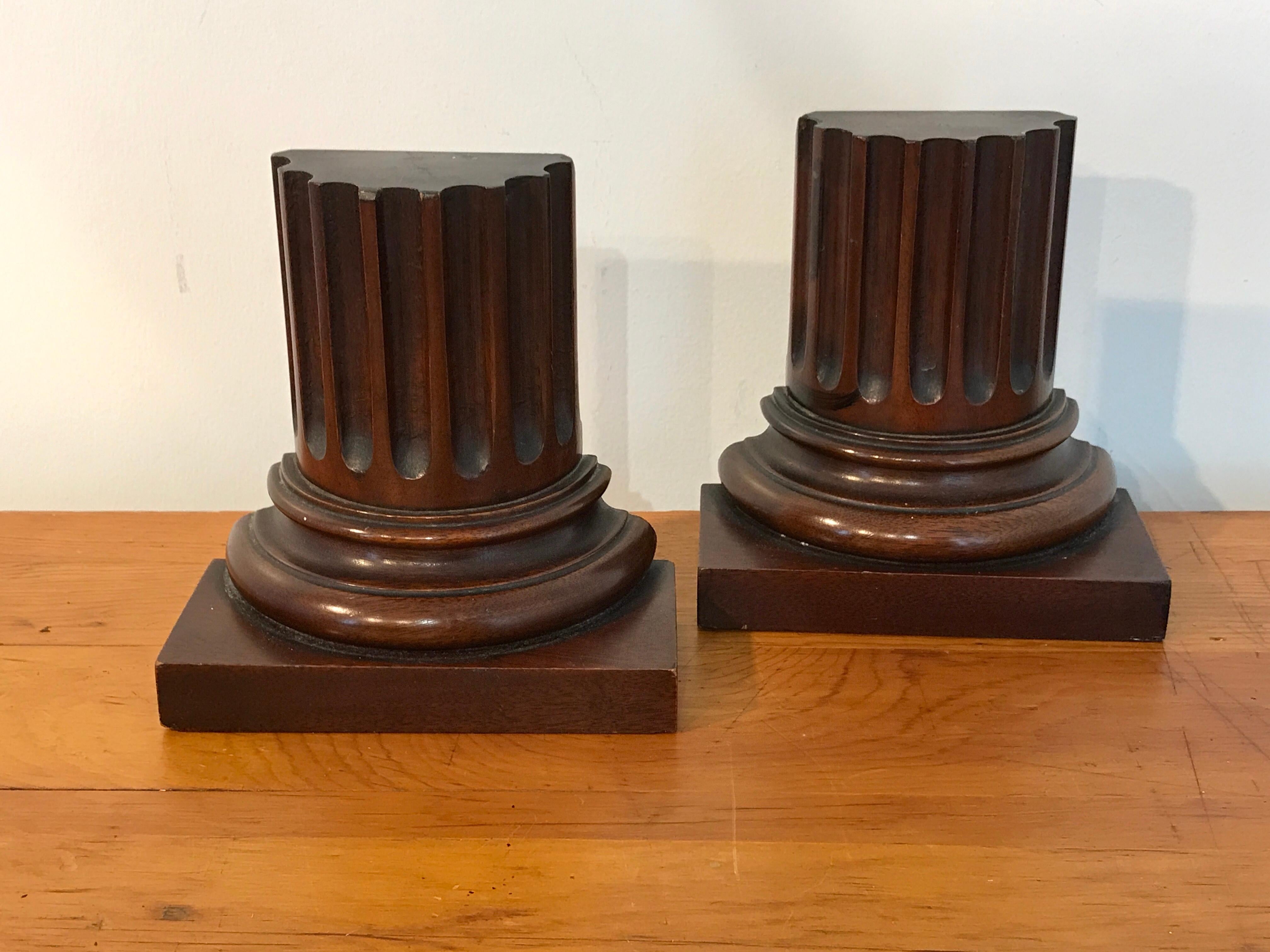 20th Century Pair of Grand Tour Carved Wood Column Bookends