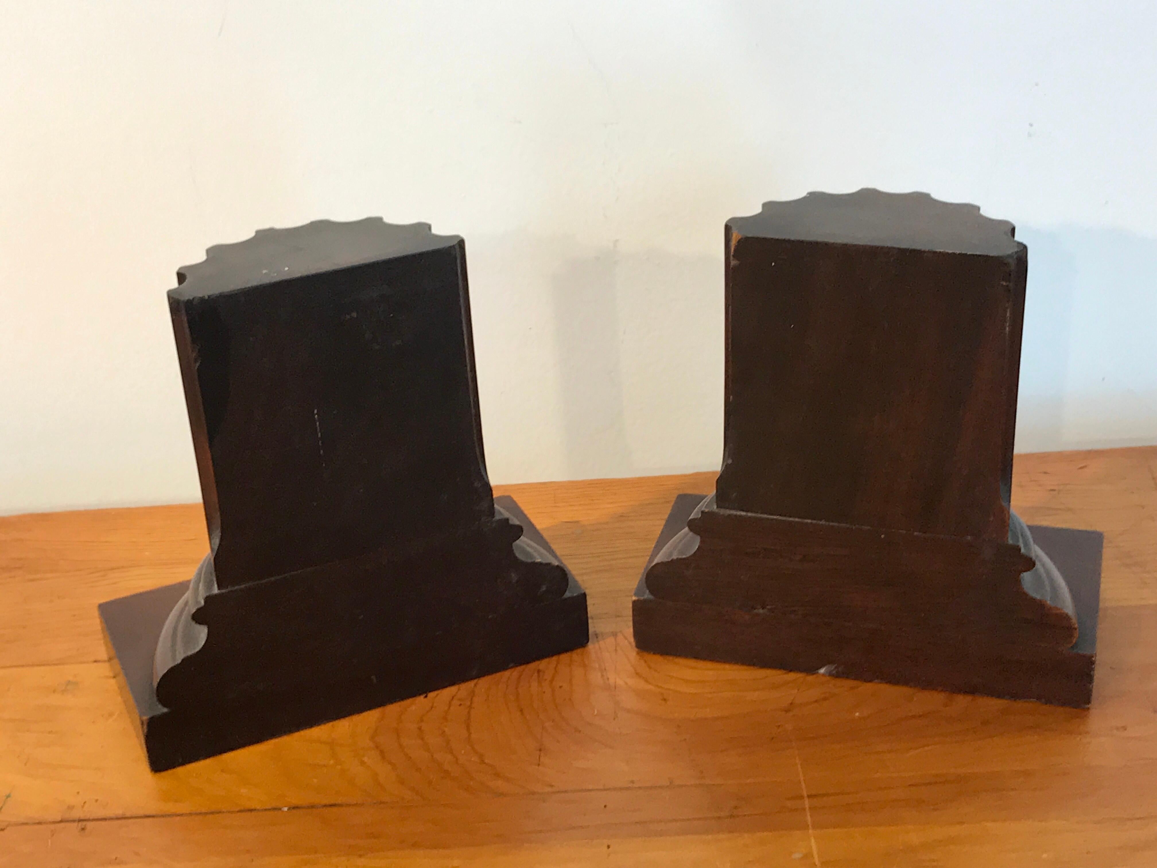Mahogany Pair of Grand Tour Carved Wood Column Bookends