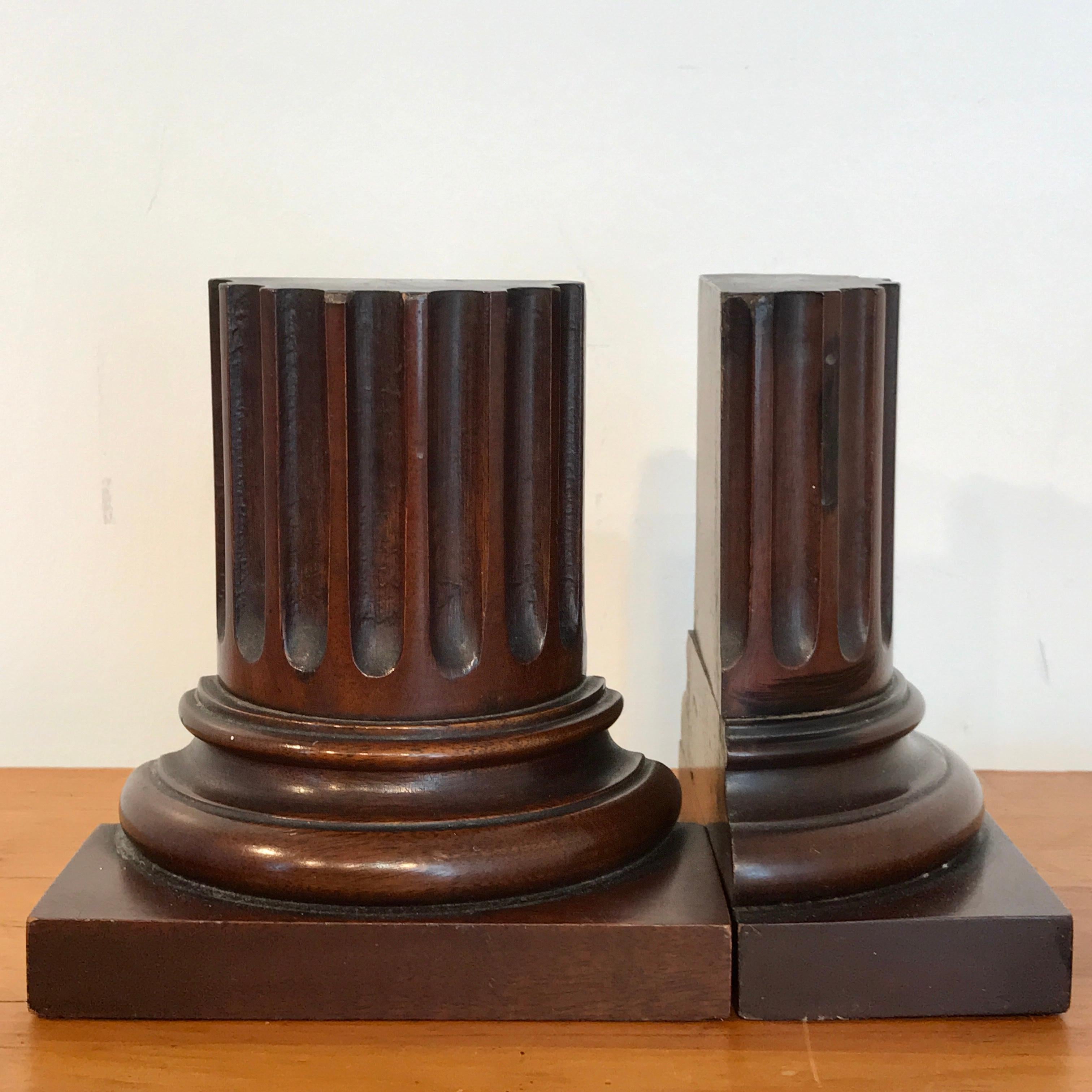 Pair of Grand Tour Carved Wood Column Bookends 3