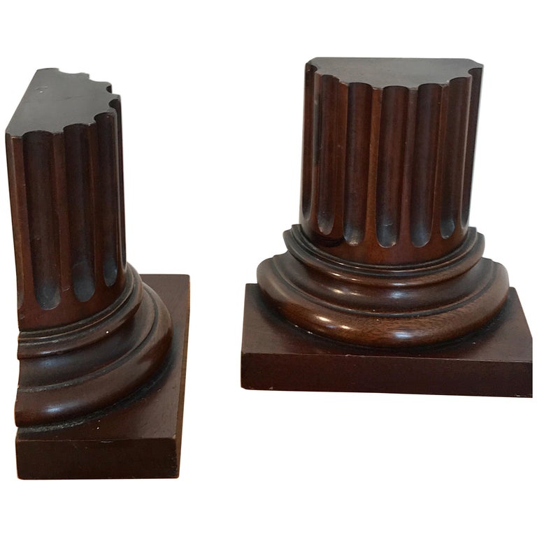 Pair of Grand Tour Carved Wood Column Bookends at 1stDibs