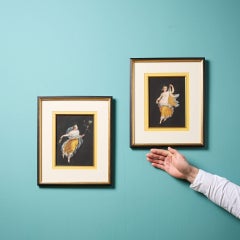 Pair of Grand Tour Framed Watercolour Paintings After Michelangelo