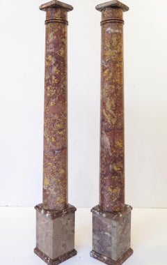 Pair of Grand Tour Italian Marmo Brocatello Marble Columns