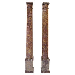Antique Pair of Grand Tour Italian Marmo Brocatello Marble Columns
