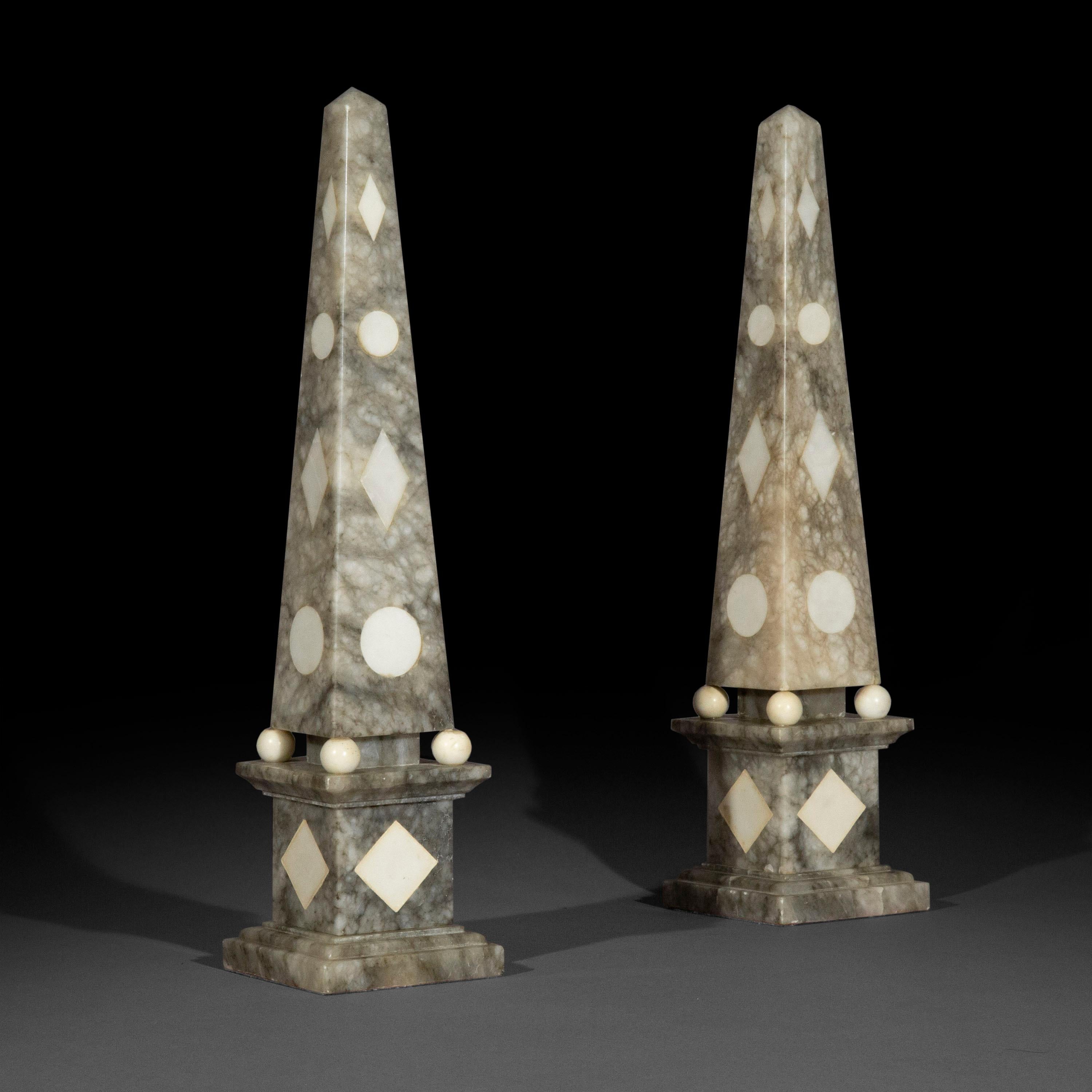 A very chic pair of Grand Tour marble obelisks
Italy, 20th century

Why we like them
Beautiful objects like this have always been a favourite souvenir from the Grand Tour. Thanks to their timeless form, at the same time architectural but also highly