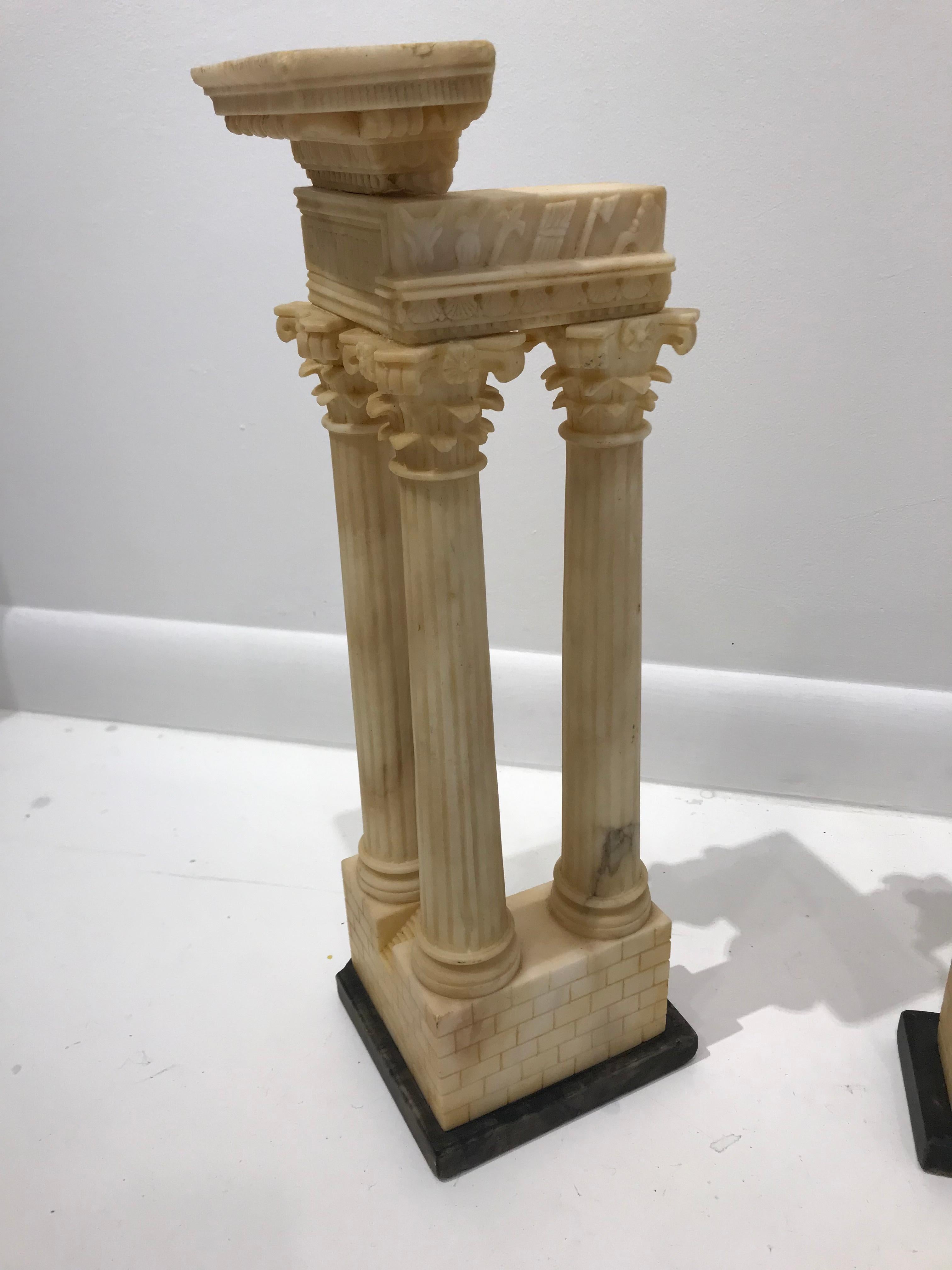 Alabaster Pair of Grand Tour Models of Roman columns