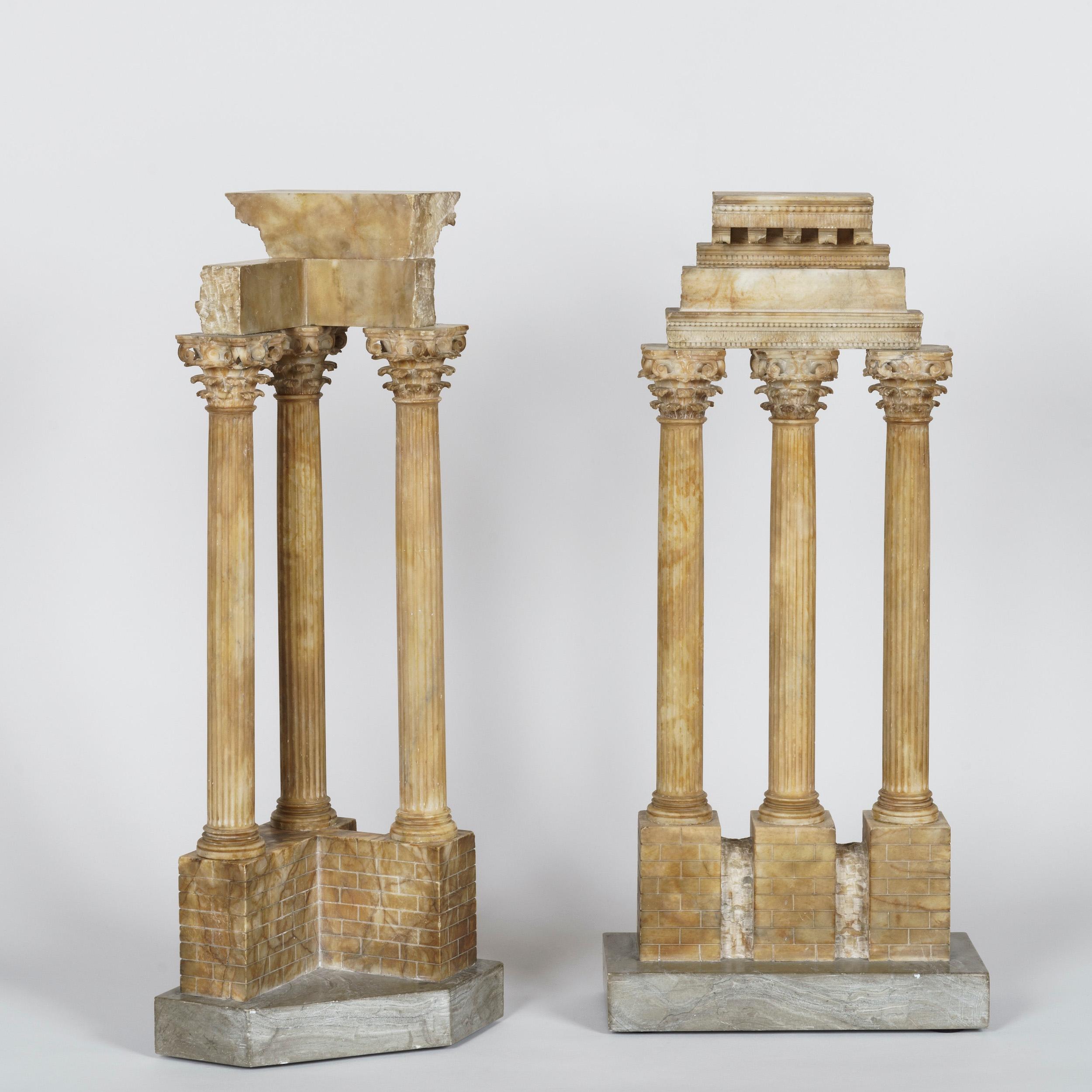 19th Century Pair of 'Grand Tour' Models of the Temples of Vespasian and Castor & Pollux