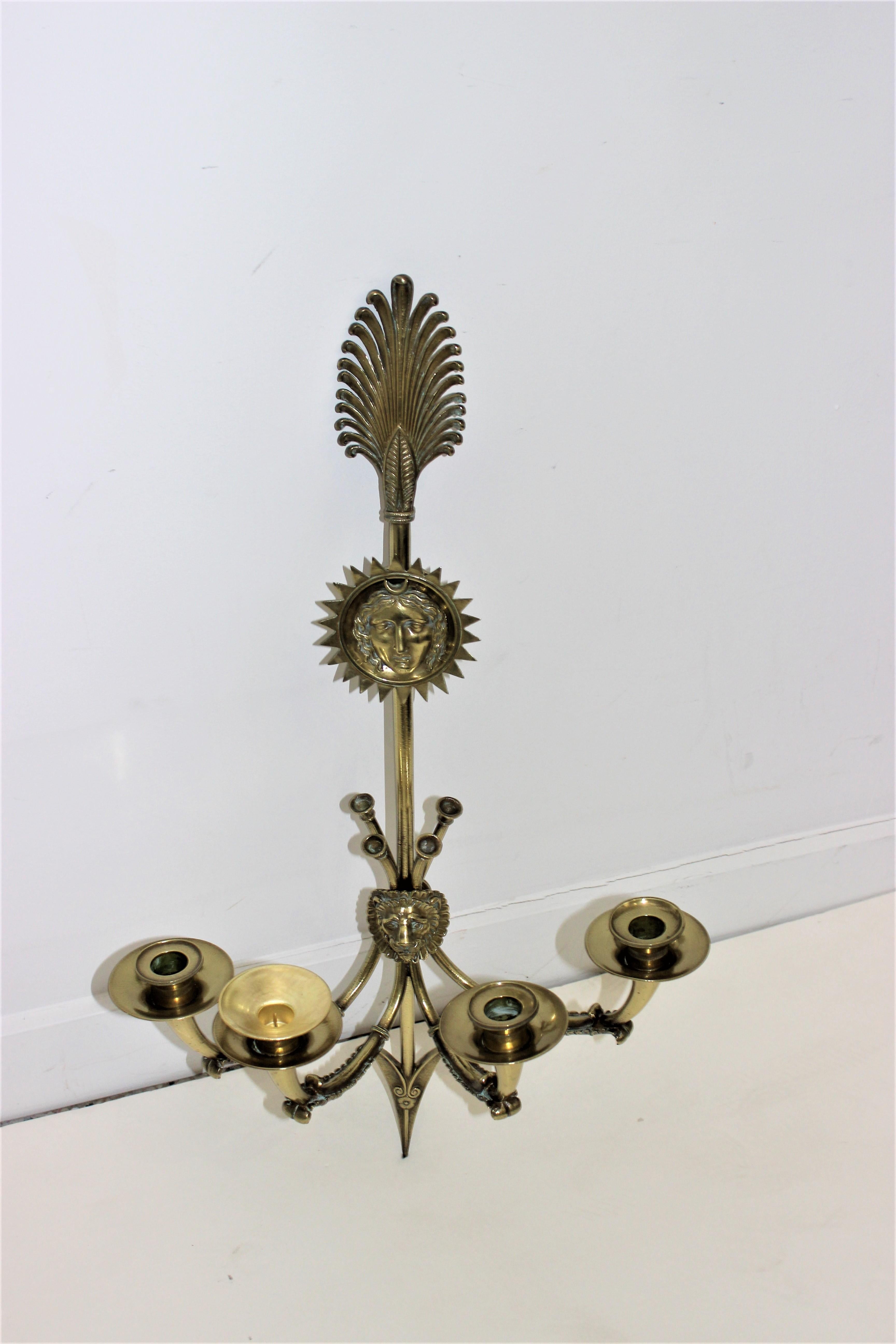 Pair of Grand Tour Neoclassic 4-Candle Sconces For Sale 4