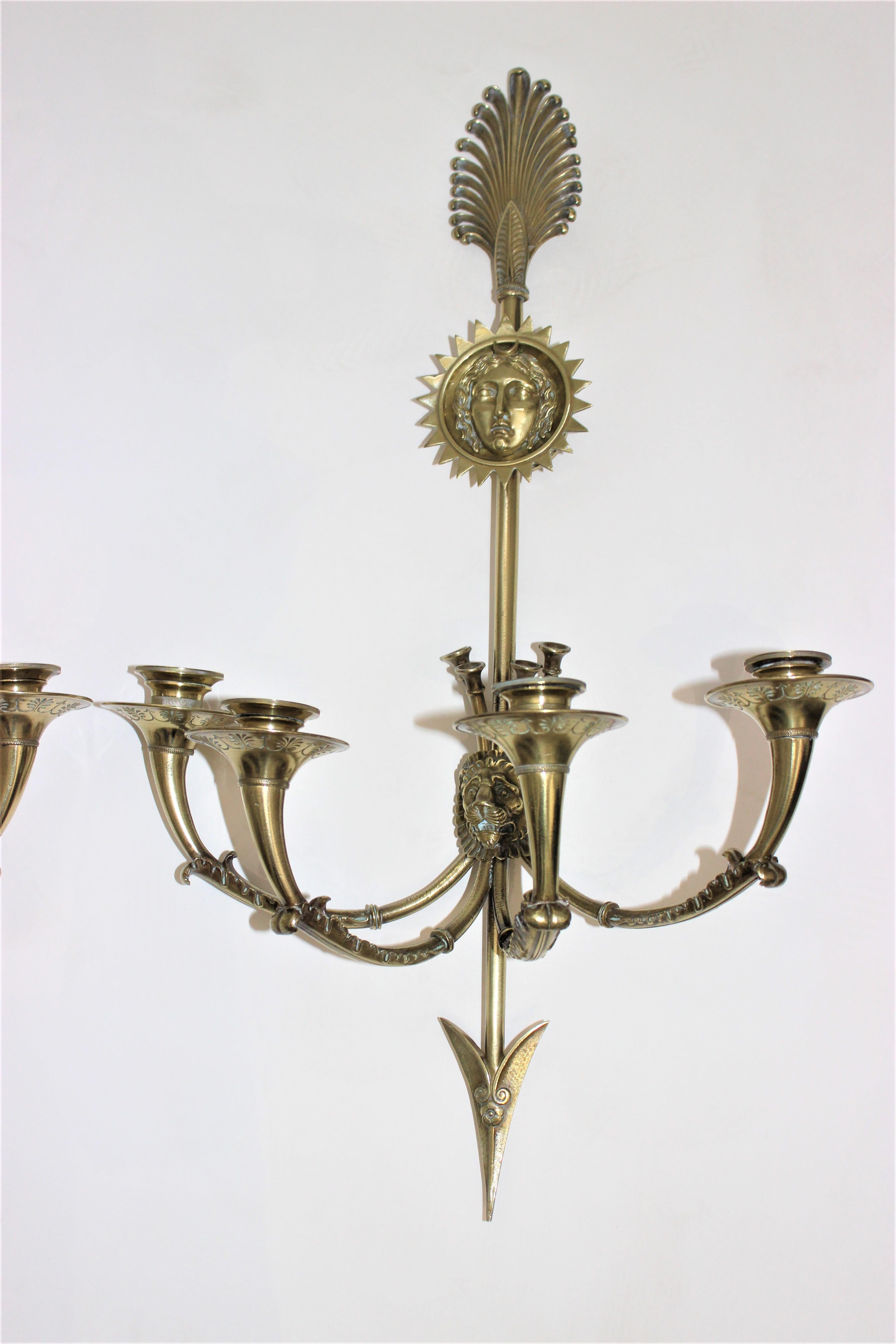 Neoclassical Pair of Grand Tour Neoclassic 4-Candle Sconces For Sale