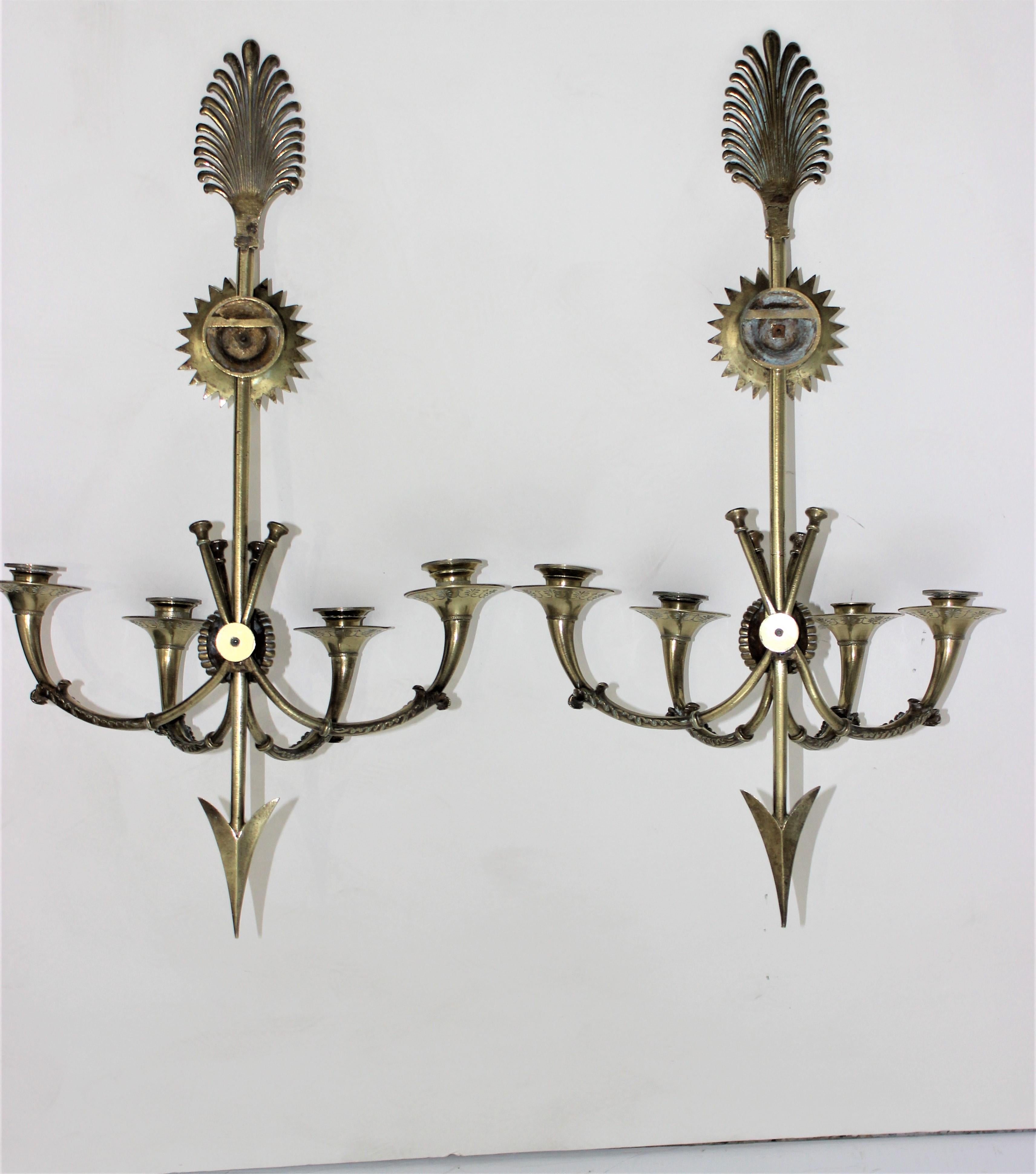 European Pair of Grand Tour Neoclassic 4-Candle Sconces For Sale