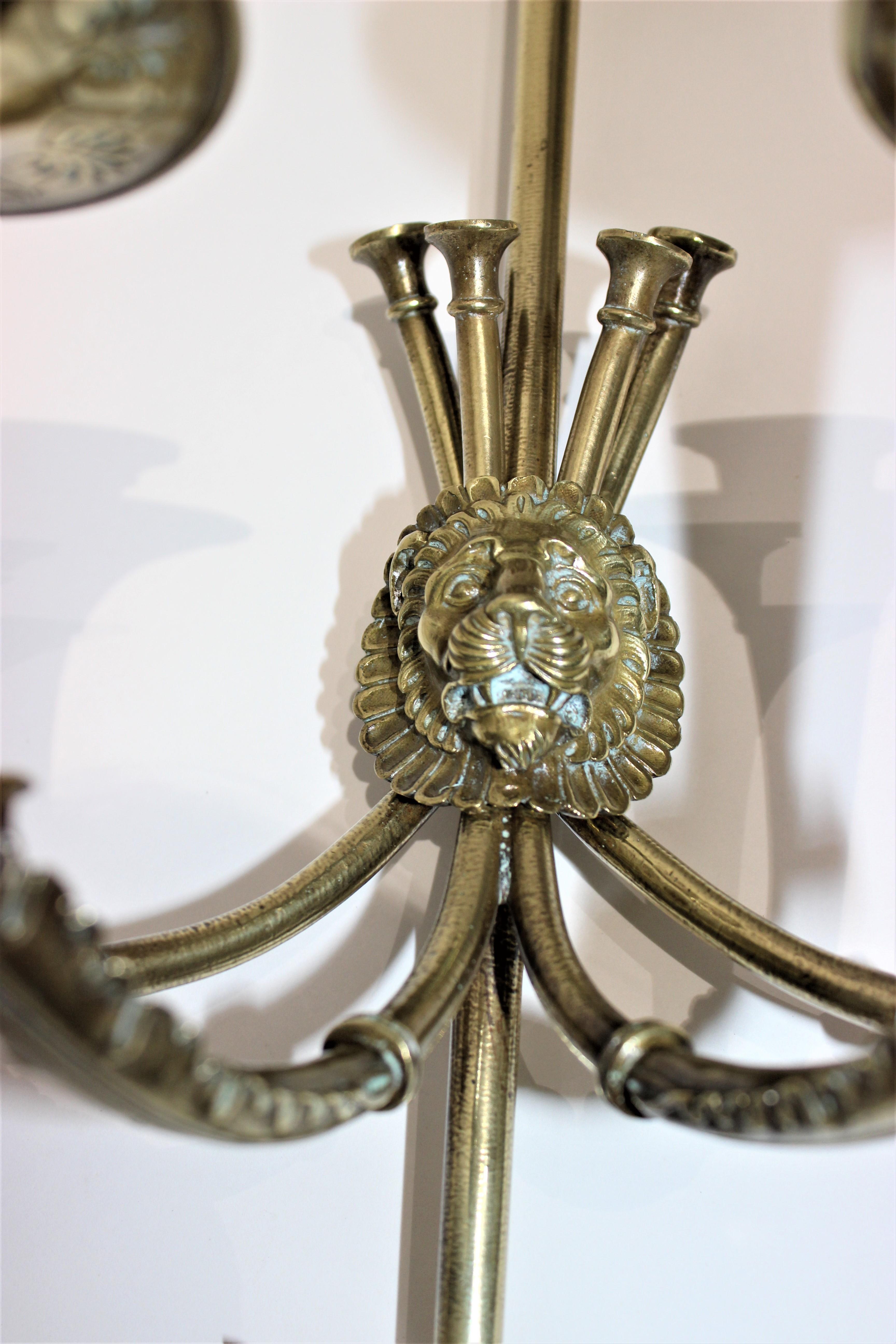 Pair of Grand Tour Neoclassic 4-Candle Sconces In Good Condition For Sale In West Palm Beach, FL