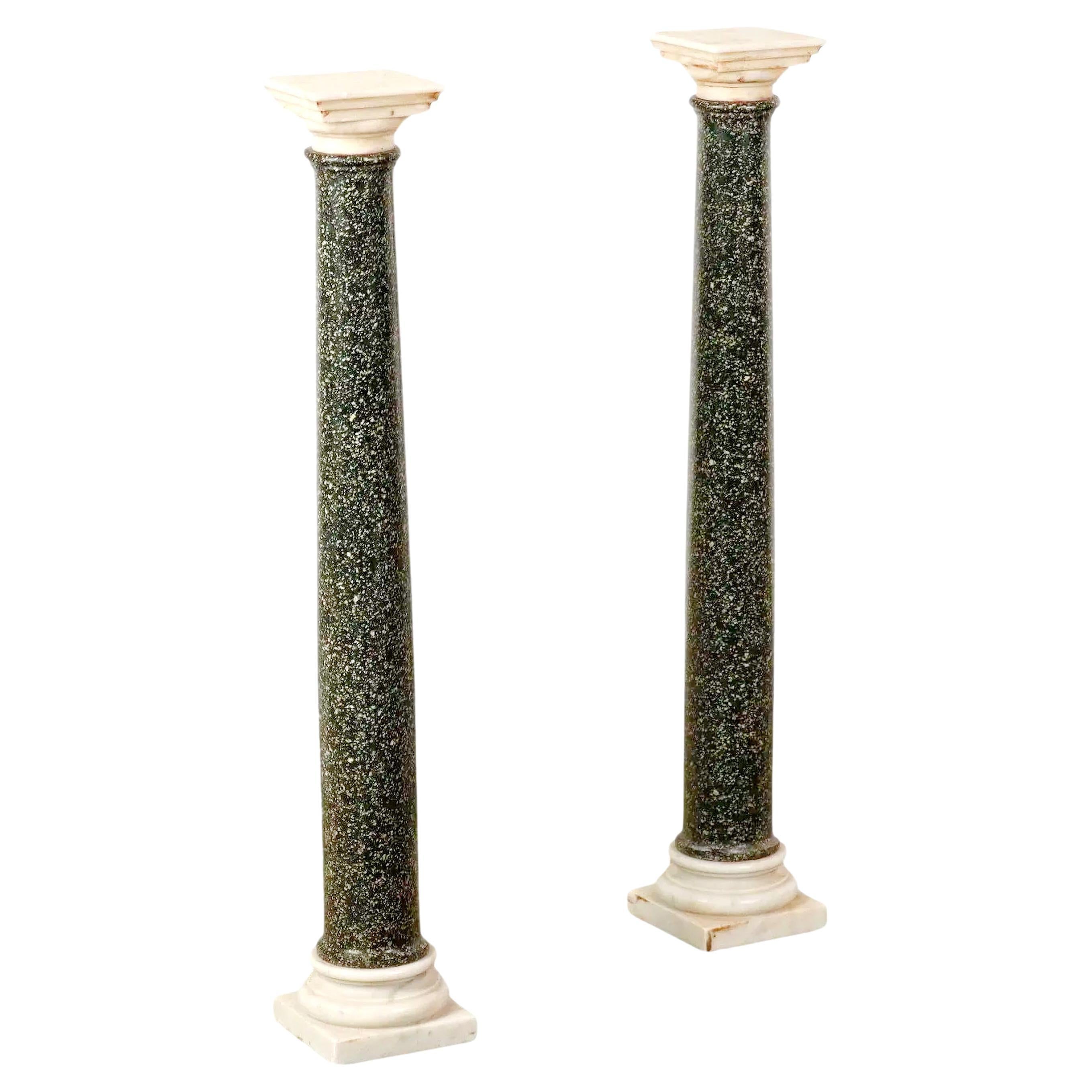 Pair of Grand Tour Porphyry Columns - Circa 1860 For Sale