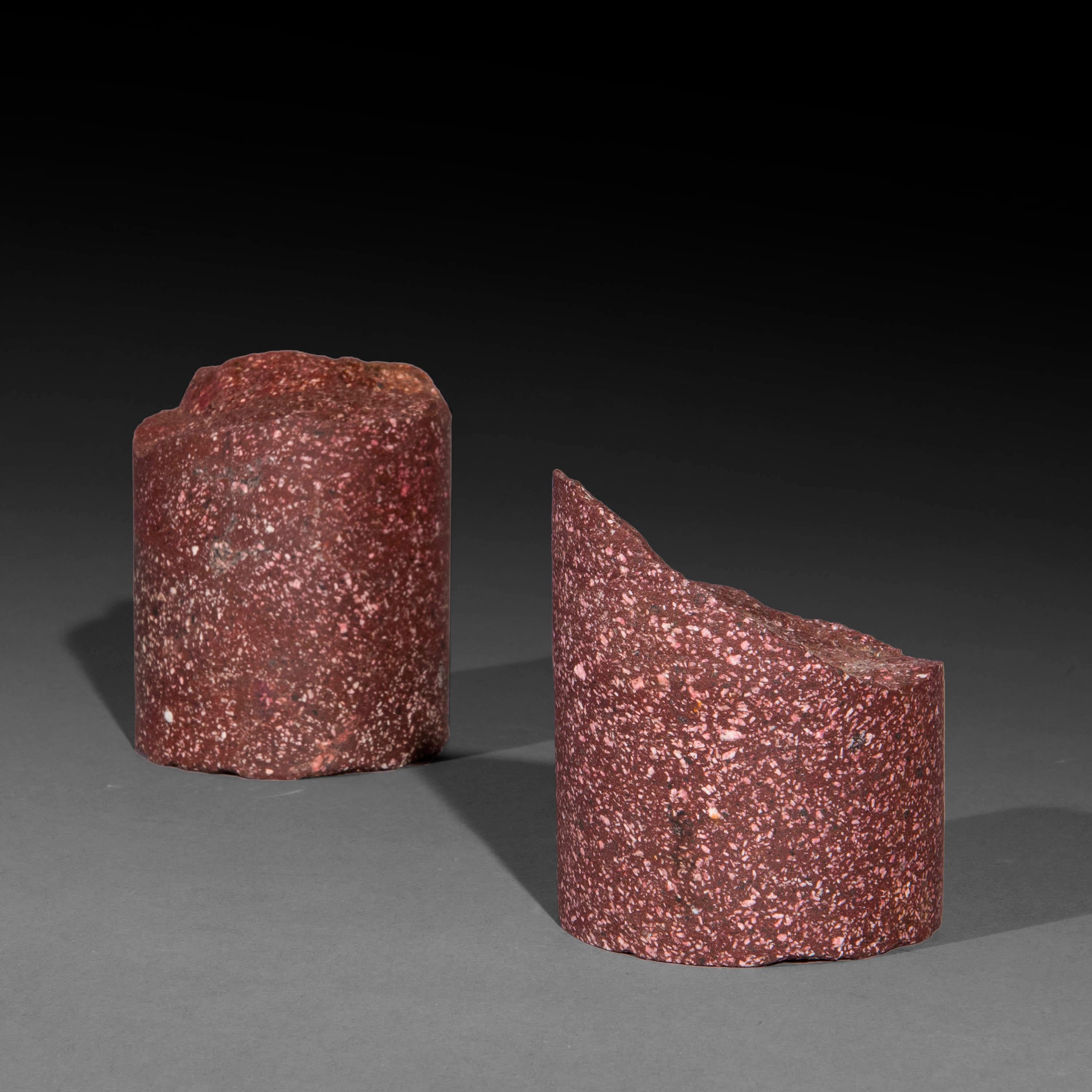 19th Century Pair of Grand Tour Red Porphyry Specimen Column Fragments