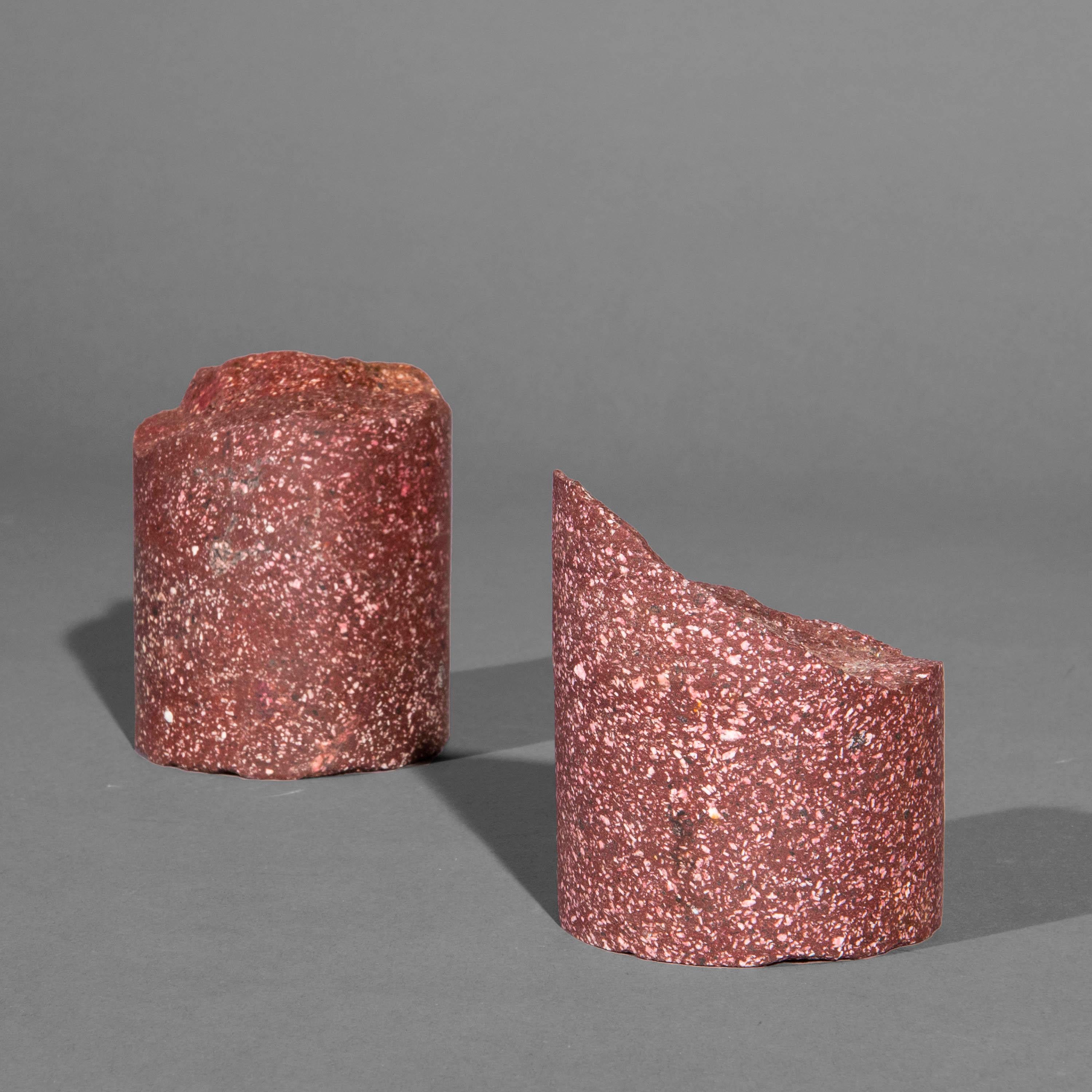 Pair of Grand Tour Red Porphyry Specimen Column Fragments 2