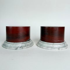Pair of Grand Tour Rosso Verona and Carrara Marble Pedestals, 19th Century