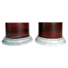 Pair of Grand Tour Rosso Verona and Carrara Marble Pedestals, 19th Century