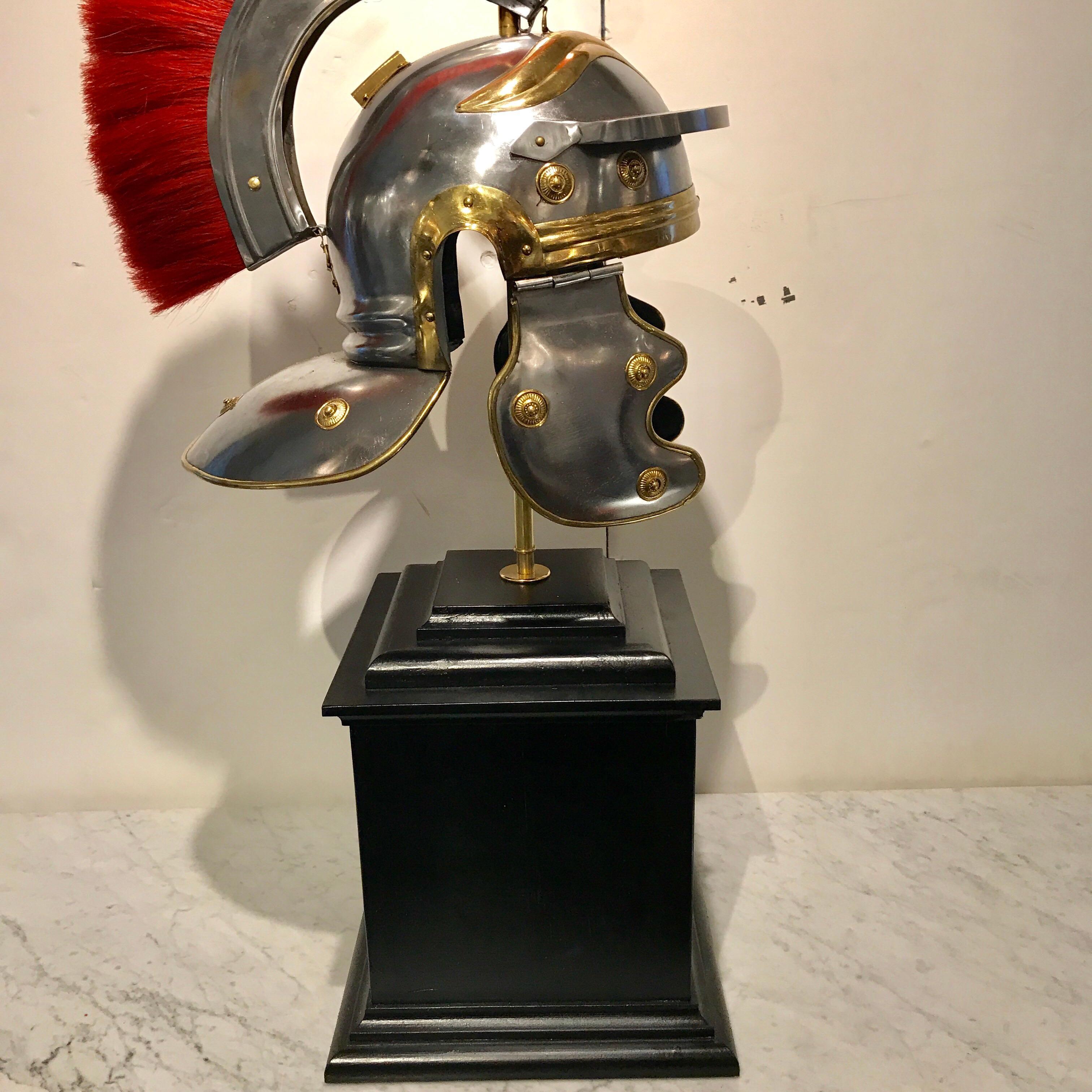 European Pair of Grand Tour Steel and Brass Roman Helmets, Now as Lamps