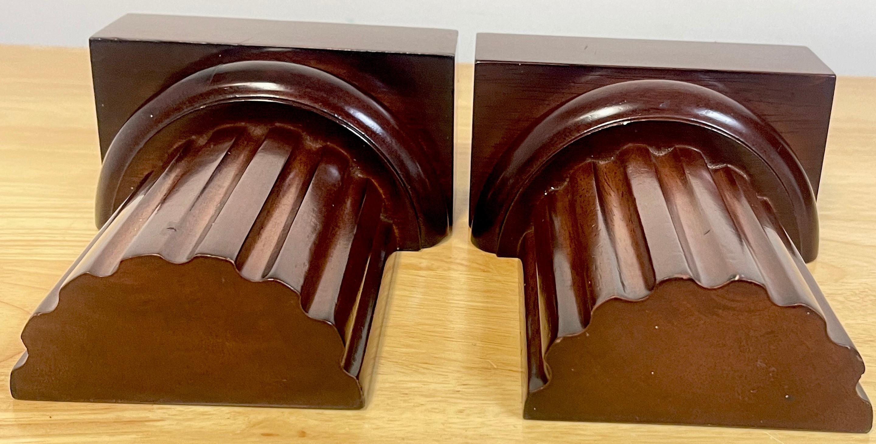 Pair of Grand Tour Style Carved Mahogany Fluted Column Bookends 1