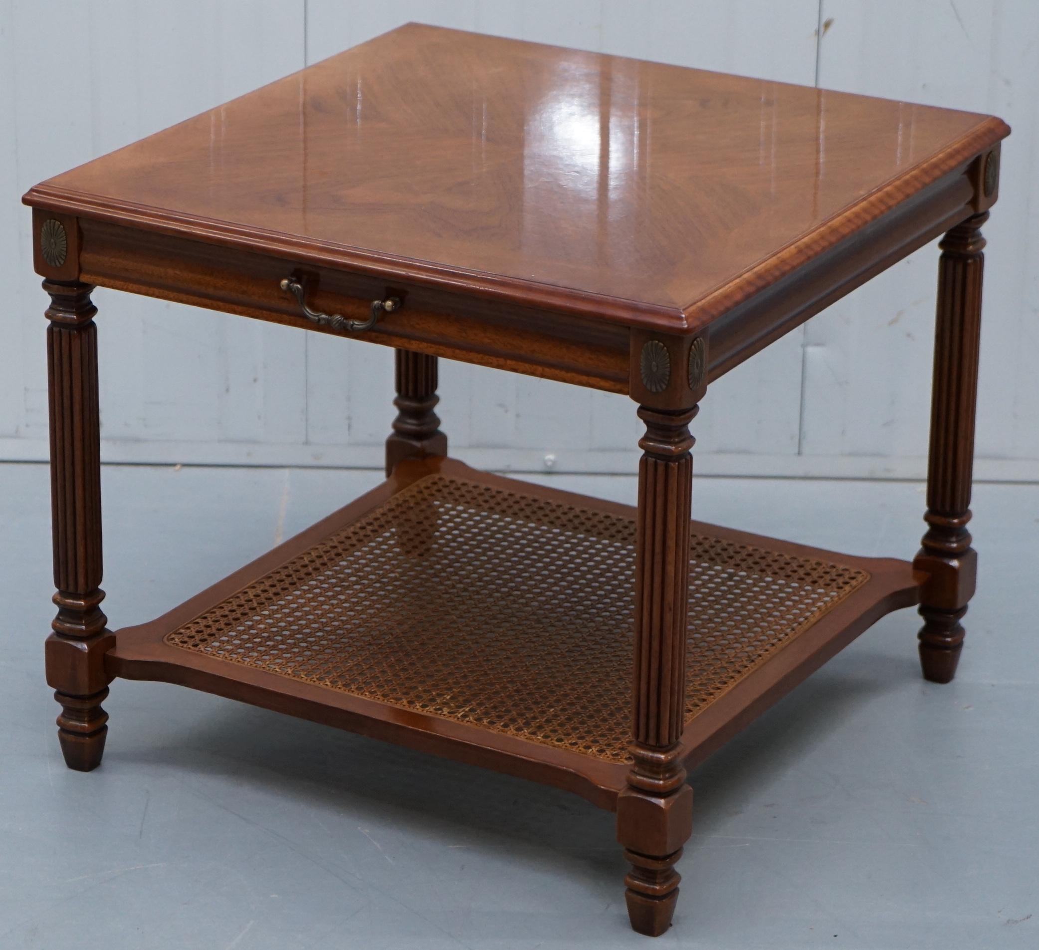 French Pair of Grange Cherrywood Large Side Lamp Wine Tables Single Drawer