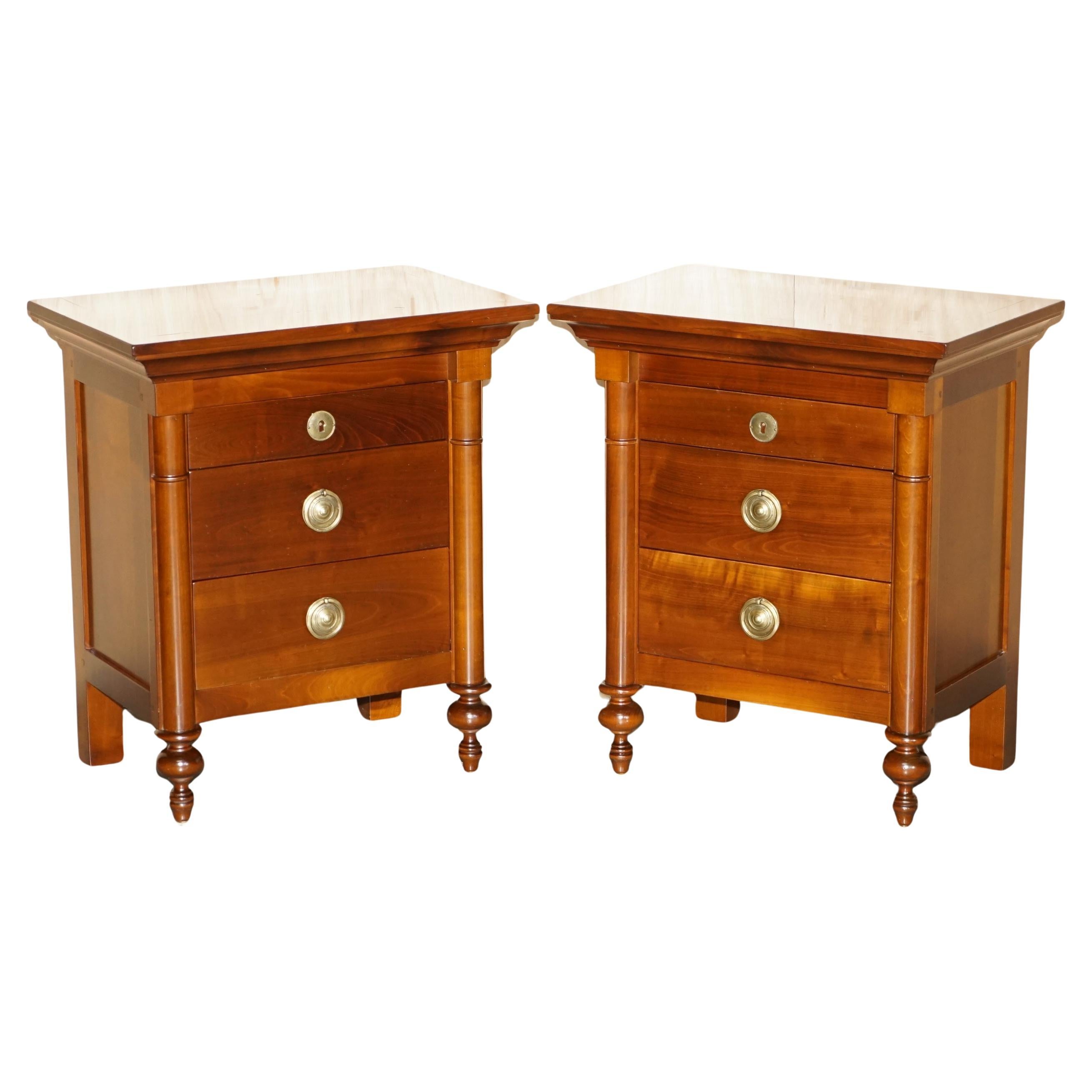 PAIR OF GRANGE FURNiTURE PARIS FRANCE CHERRYWOOD NIGHTSTANDS OR LAMP WINE TABLES For Sale