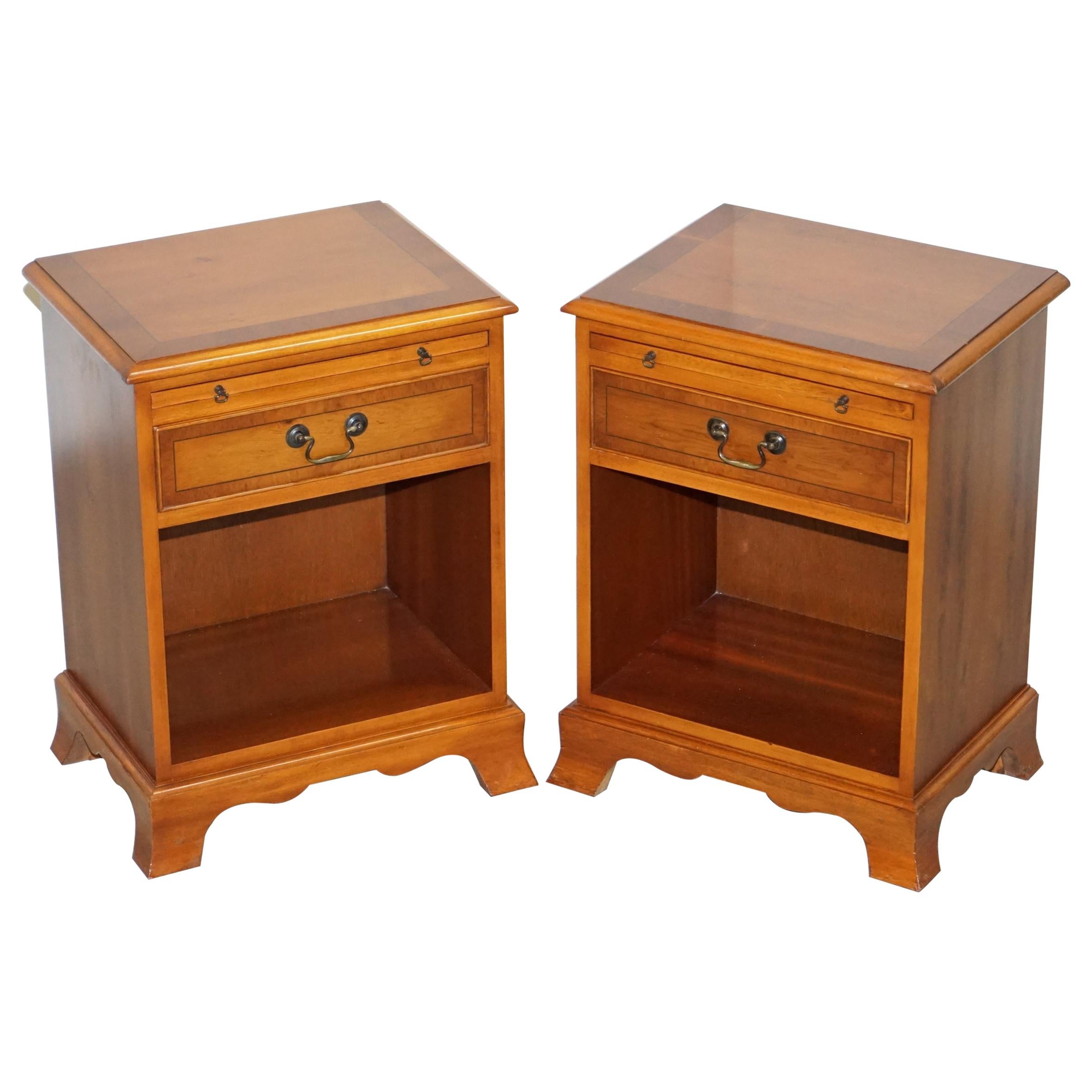 Pair of Grange Paris Handmade in France Cheerywood Side End Lamp Wine Tables For Sale