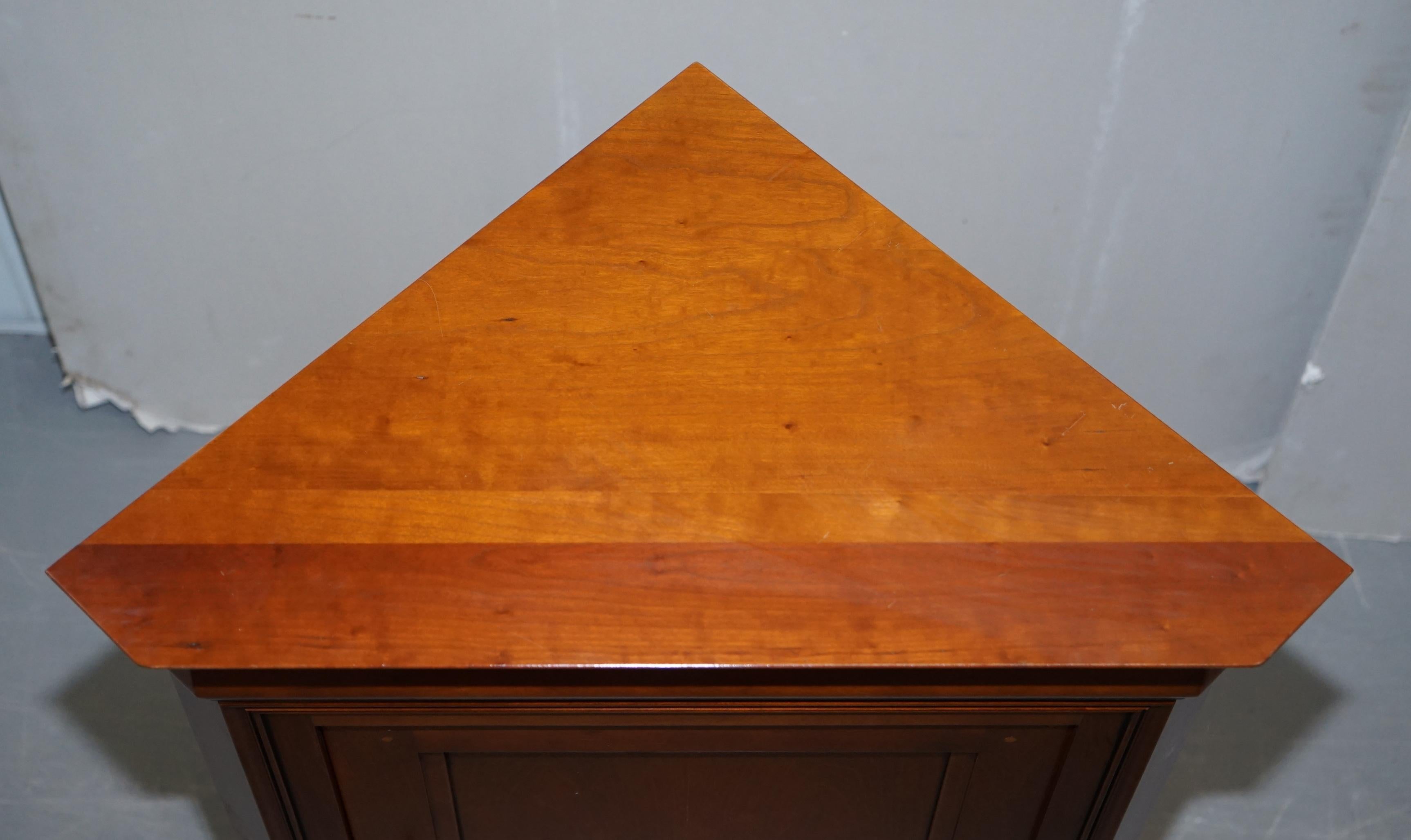 20th Century Pair of Grange Paris Handmade in France Cherrywood Corner Cupboards Cabinets
