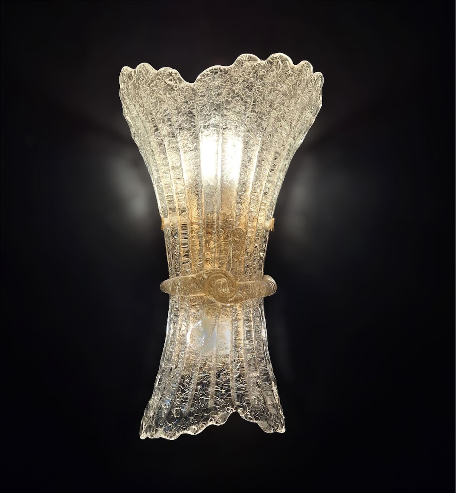 Murano Glass Pair of Graniglia Bow Sconces, 3 Pairs Available For Sale