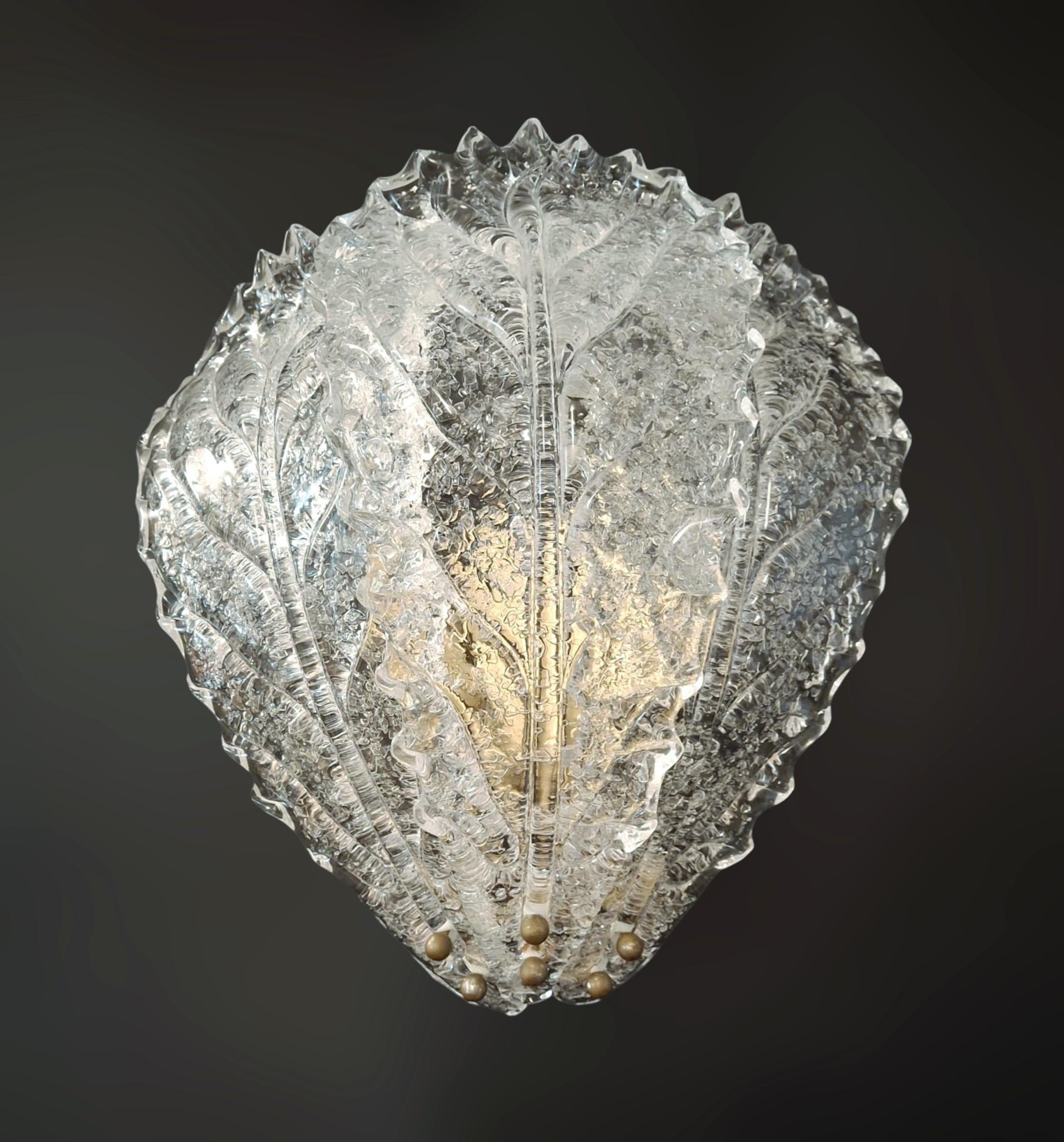 Mid-Century Modern Pair of Graniglia Leaf Sconces For Sale