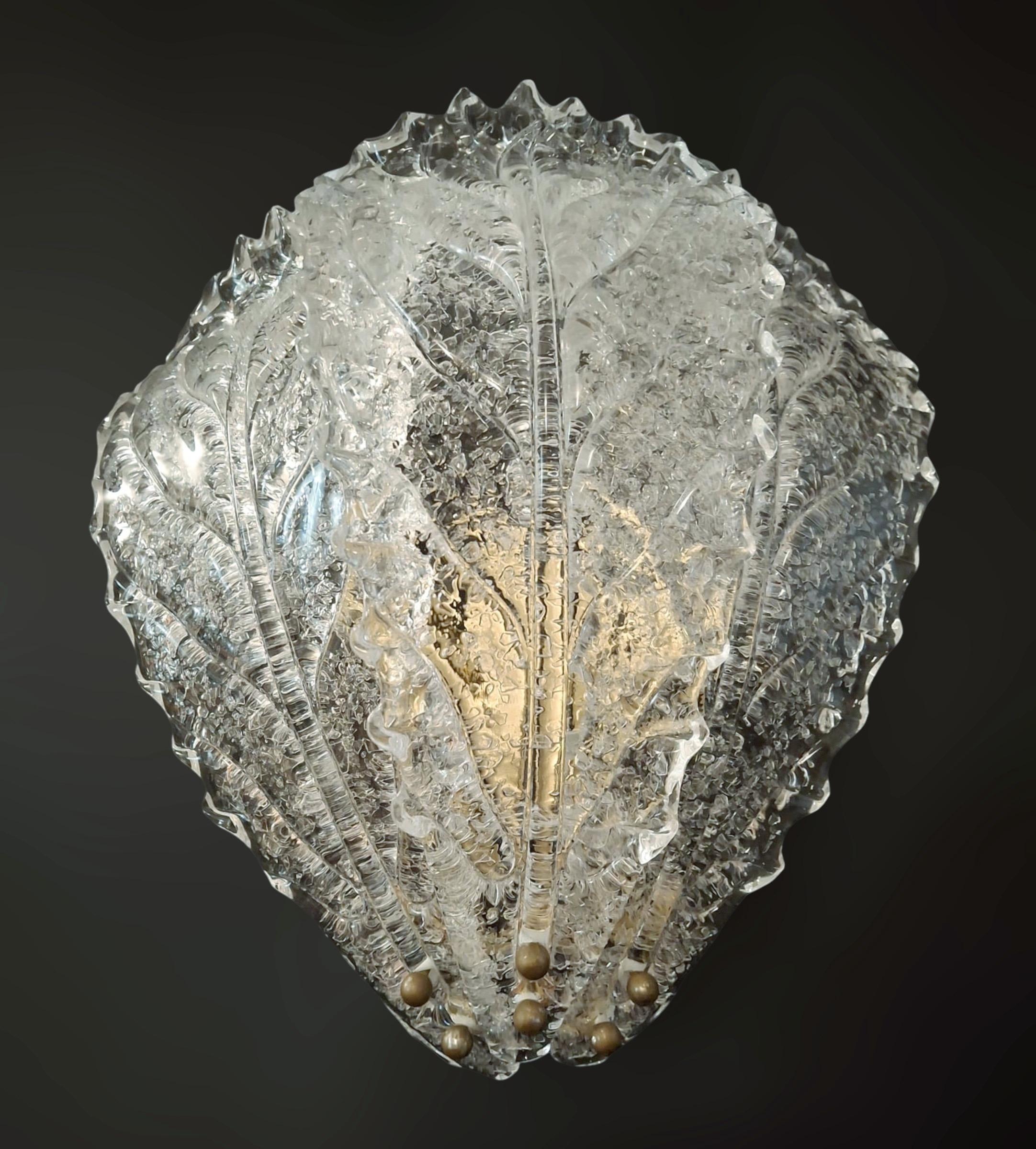 Italian Pair of Graniglia Leaf Sconces For Sale