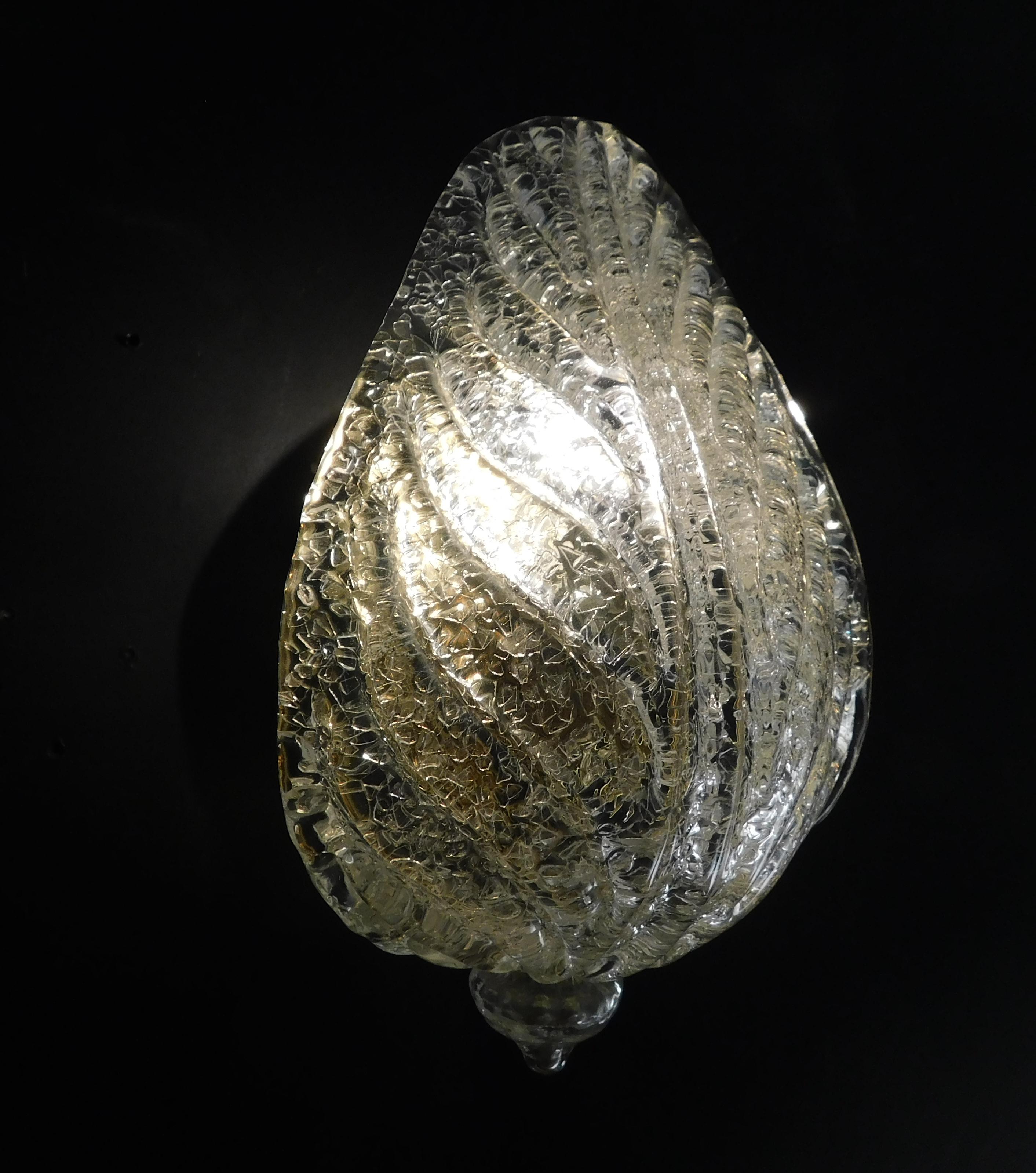 Pareja de Apliques de Hoja Graniglia Chapado en oro en venta