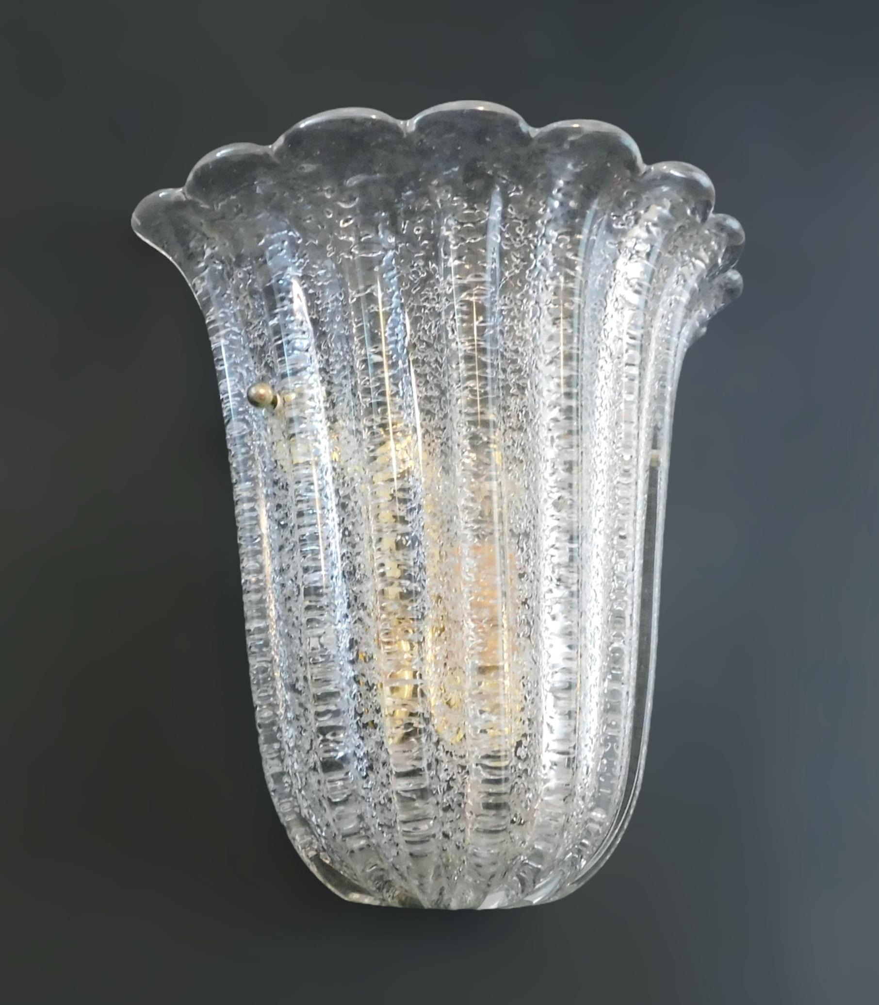 Mid-Century Modern Paire d'appliques à bouclier Graniglia par Barovier&Toso, 2 paires disponibles en vente