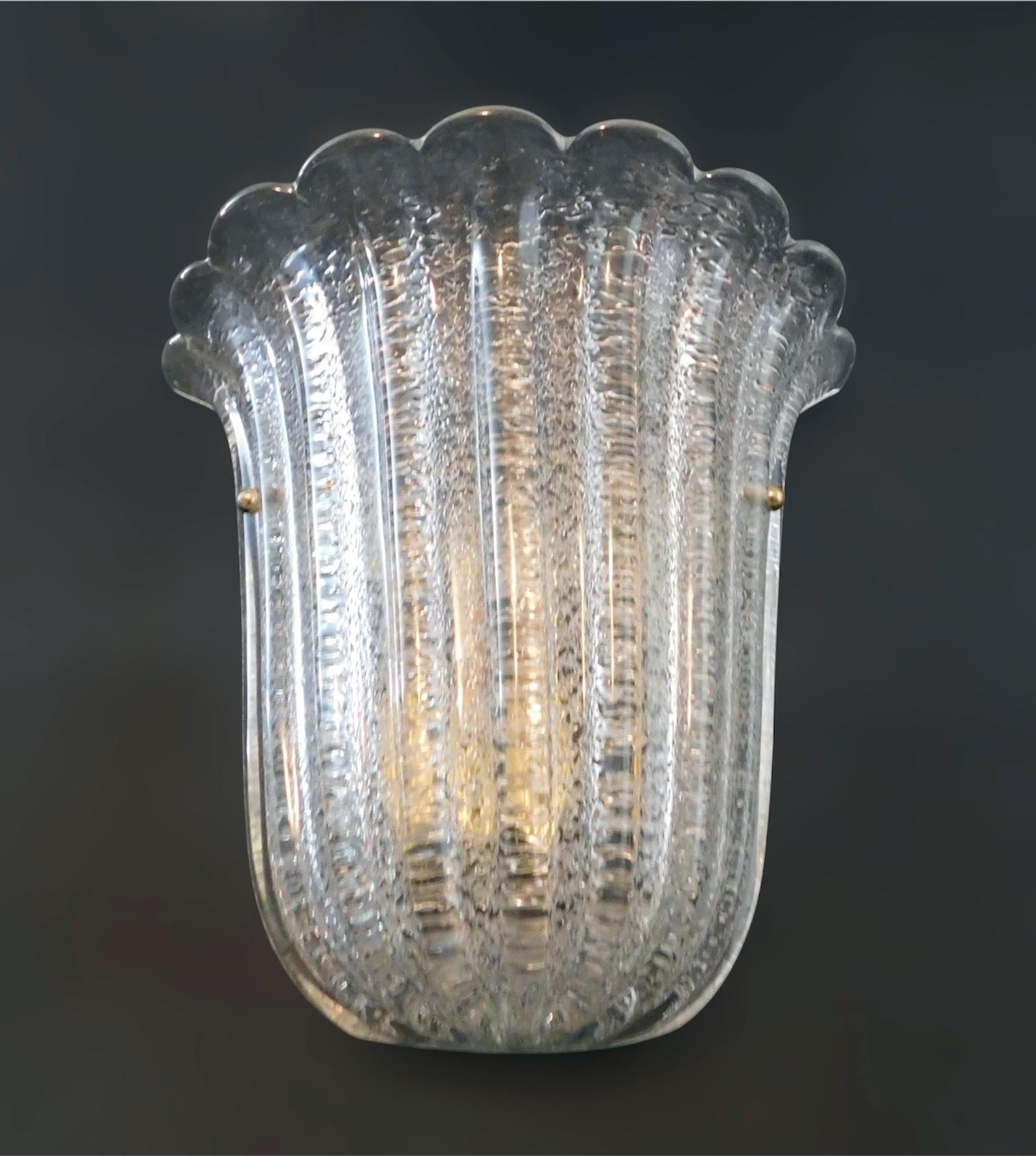 Paire d'appliques à bouclier Graniglia par Barovier&Toso, 2 paires disponibles Bon état - En vente à Los Angeles, CA