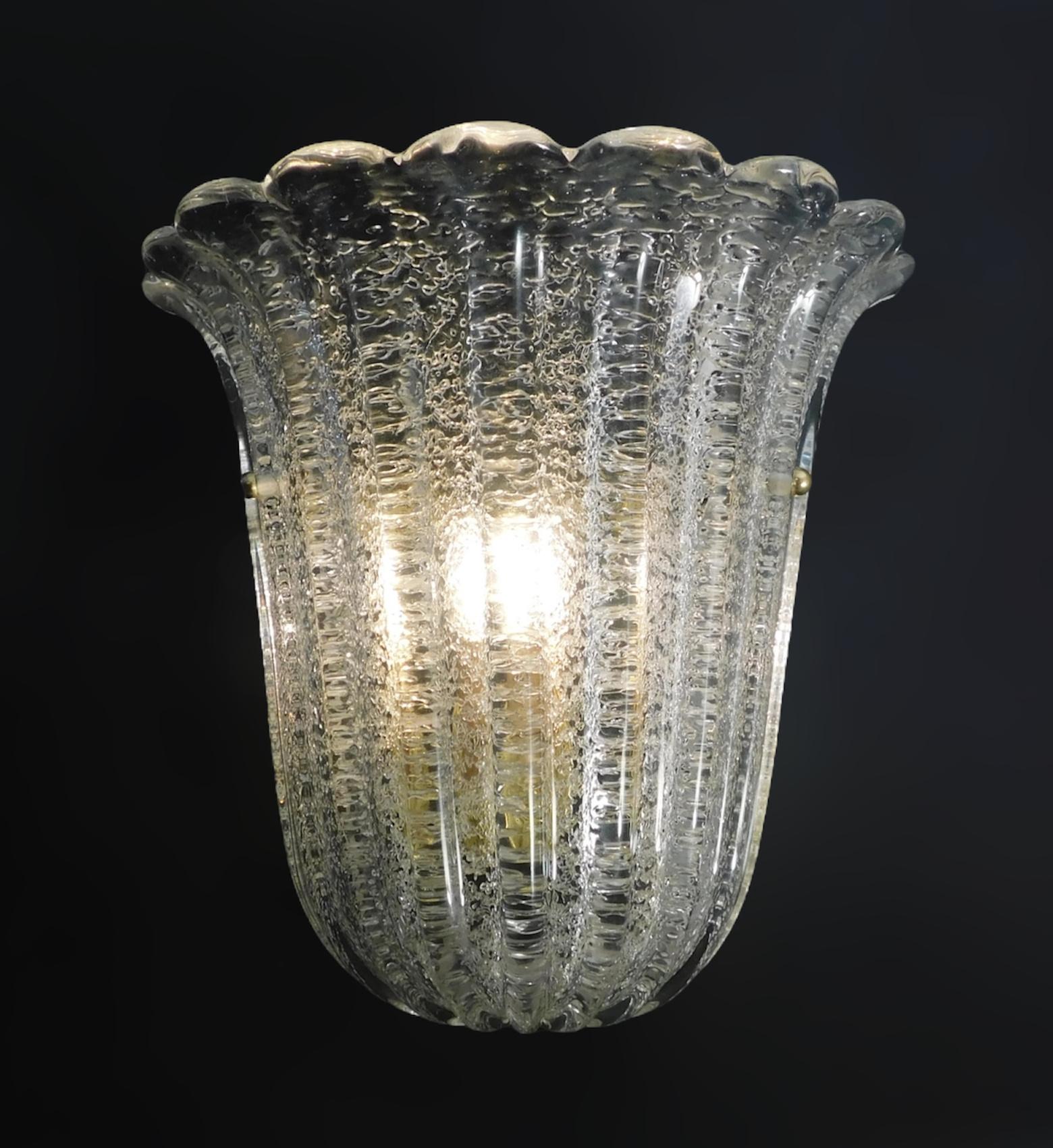 XXIe siècle et contemporain Paire d'appliques à bouclier Graniglia par Barovier&Toso, 2 paires disponibles en vente