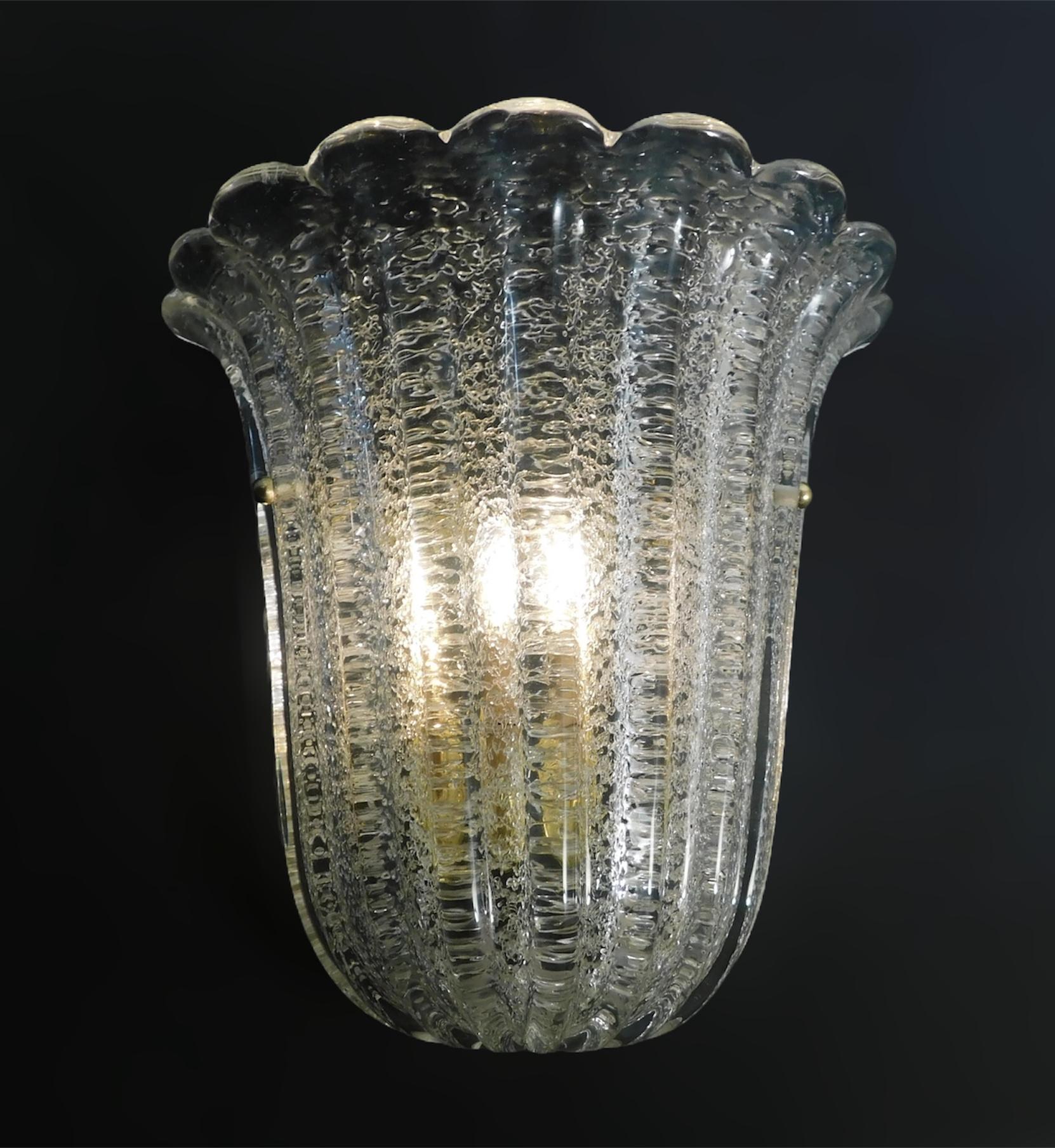 Paire d'appliques à bouclier Graniglia par Barovier&Toso, 2 paires disponibles en vente 1