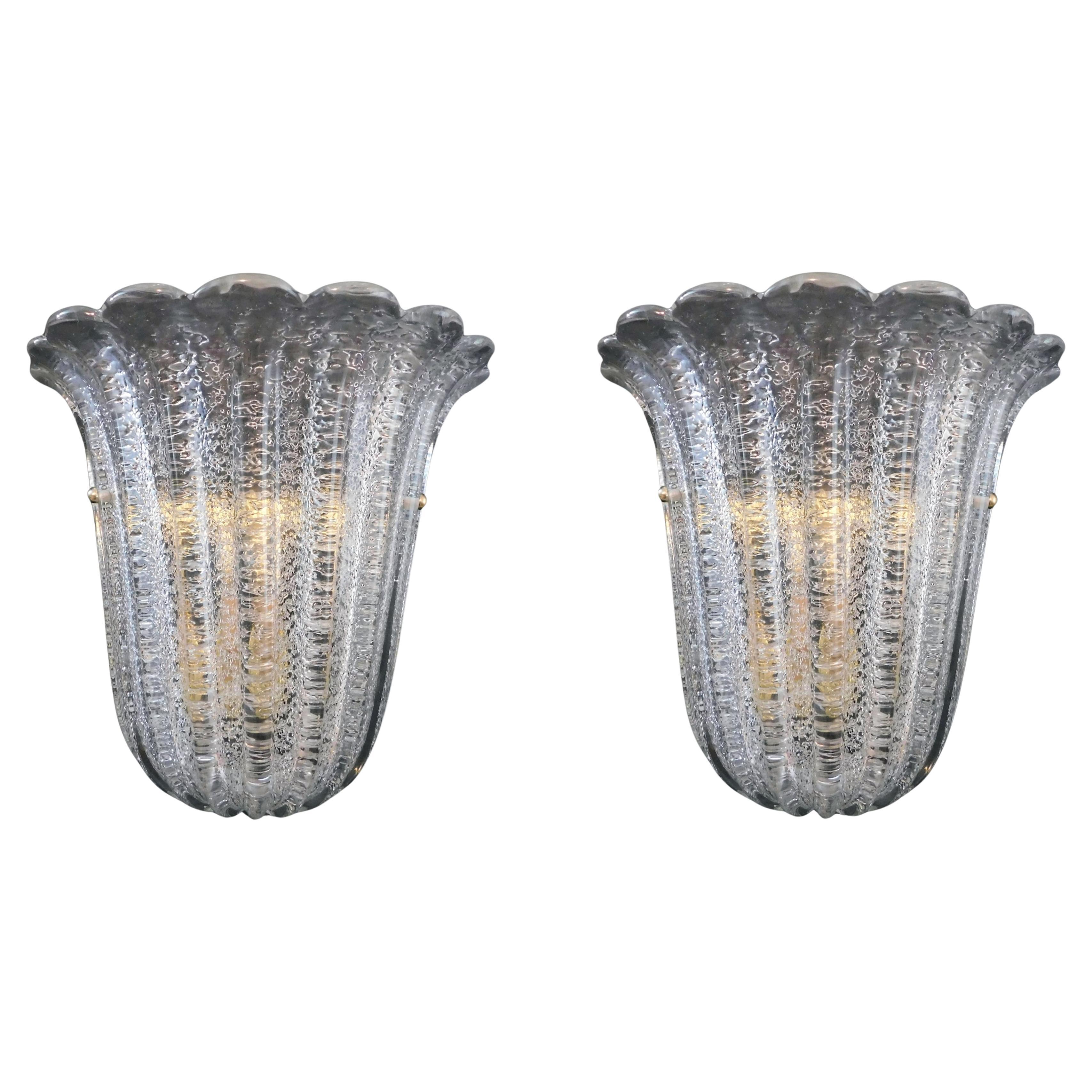 Paire d'appliques à bouclier Graniglia par Barovier&Toso, 2 paires disponibles en vente