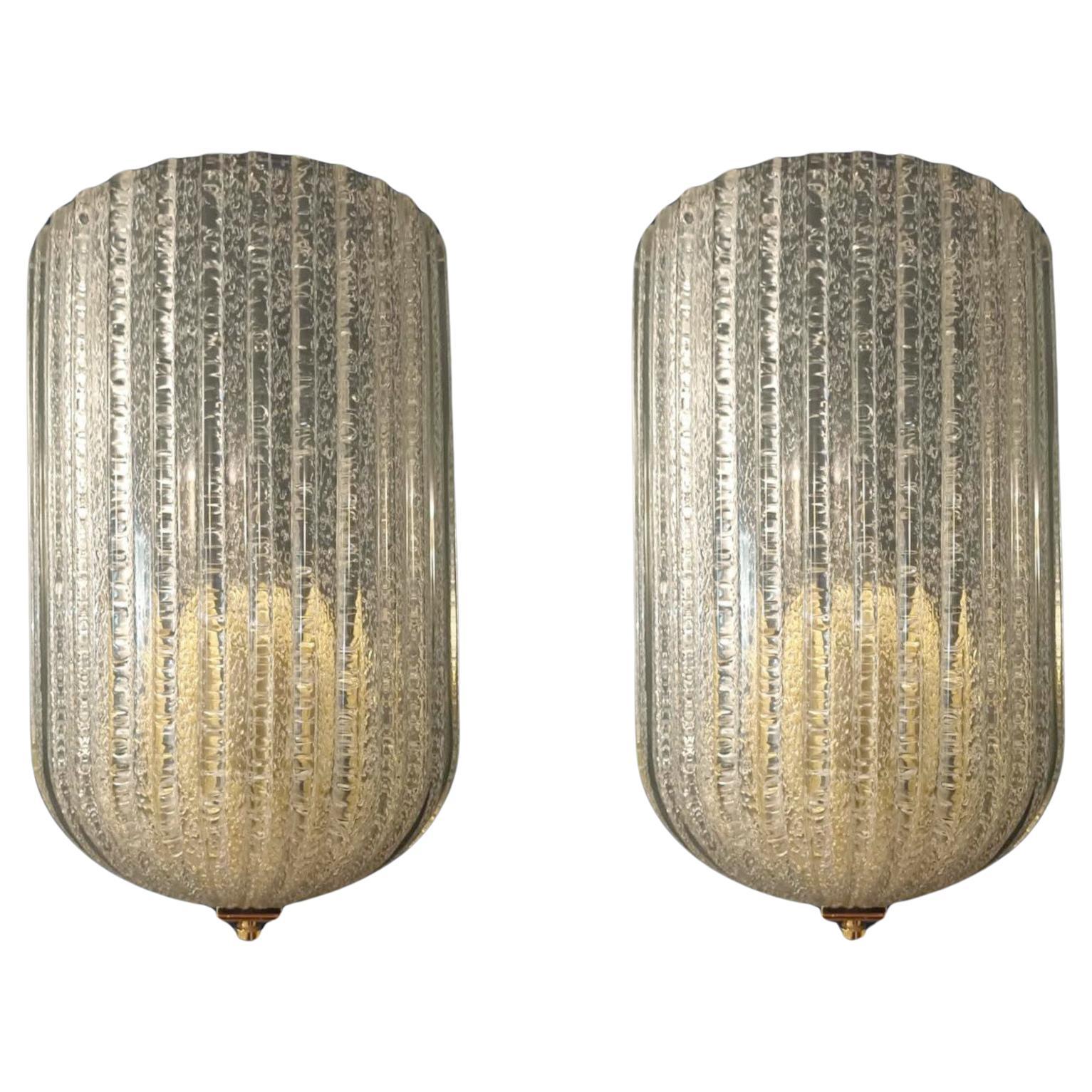 Pair of Graniglia Shield Sconces by Barovier e Toso, 2 Pairs Available For Sale