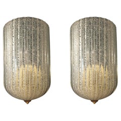 Vintage Pair of Graniglia Shield Sconces by Barovier e Toso, 2 Pairs Available