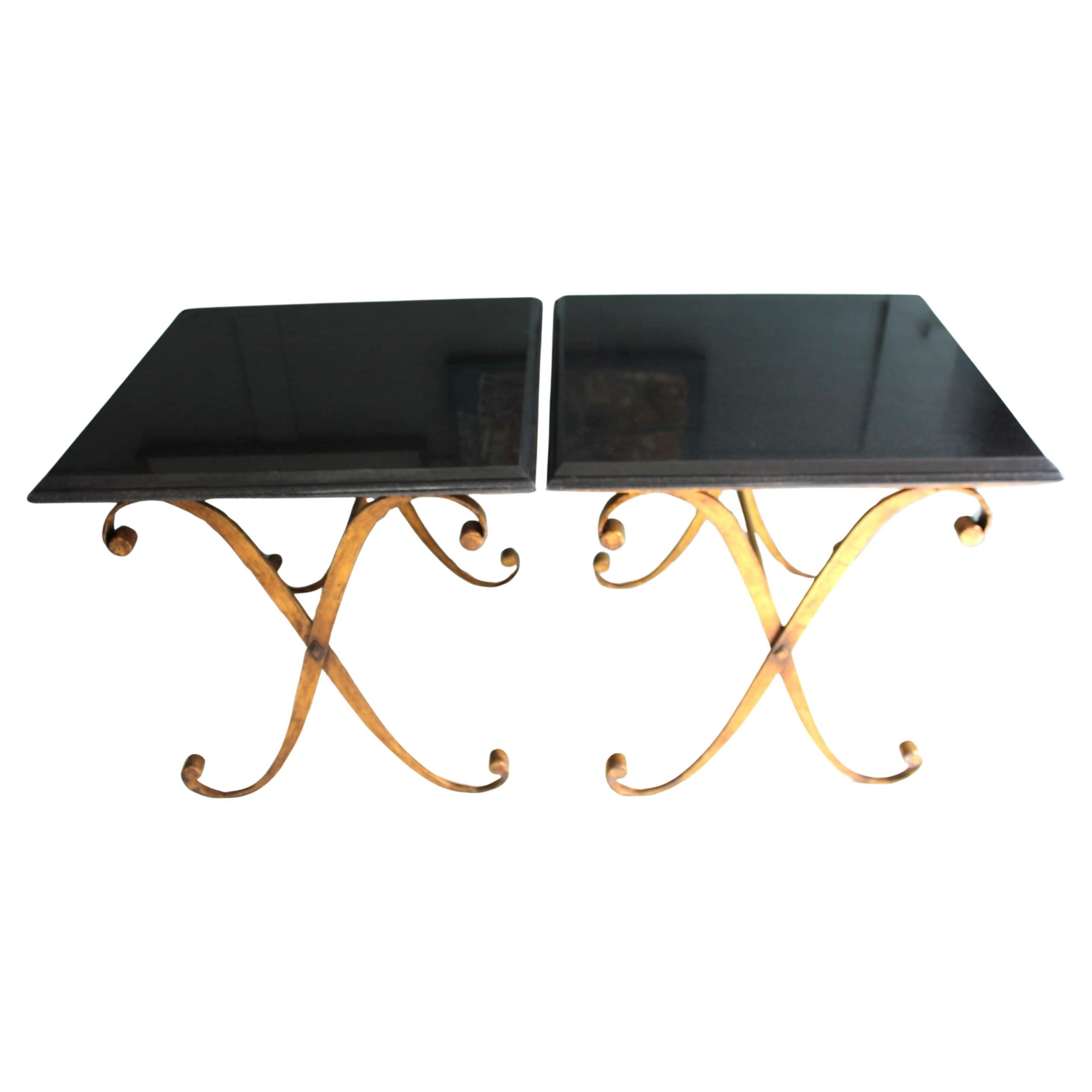 Pair of Granite gilt metal side tables by John Richard