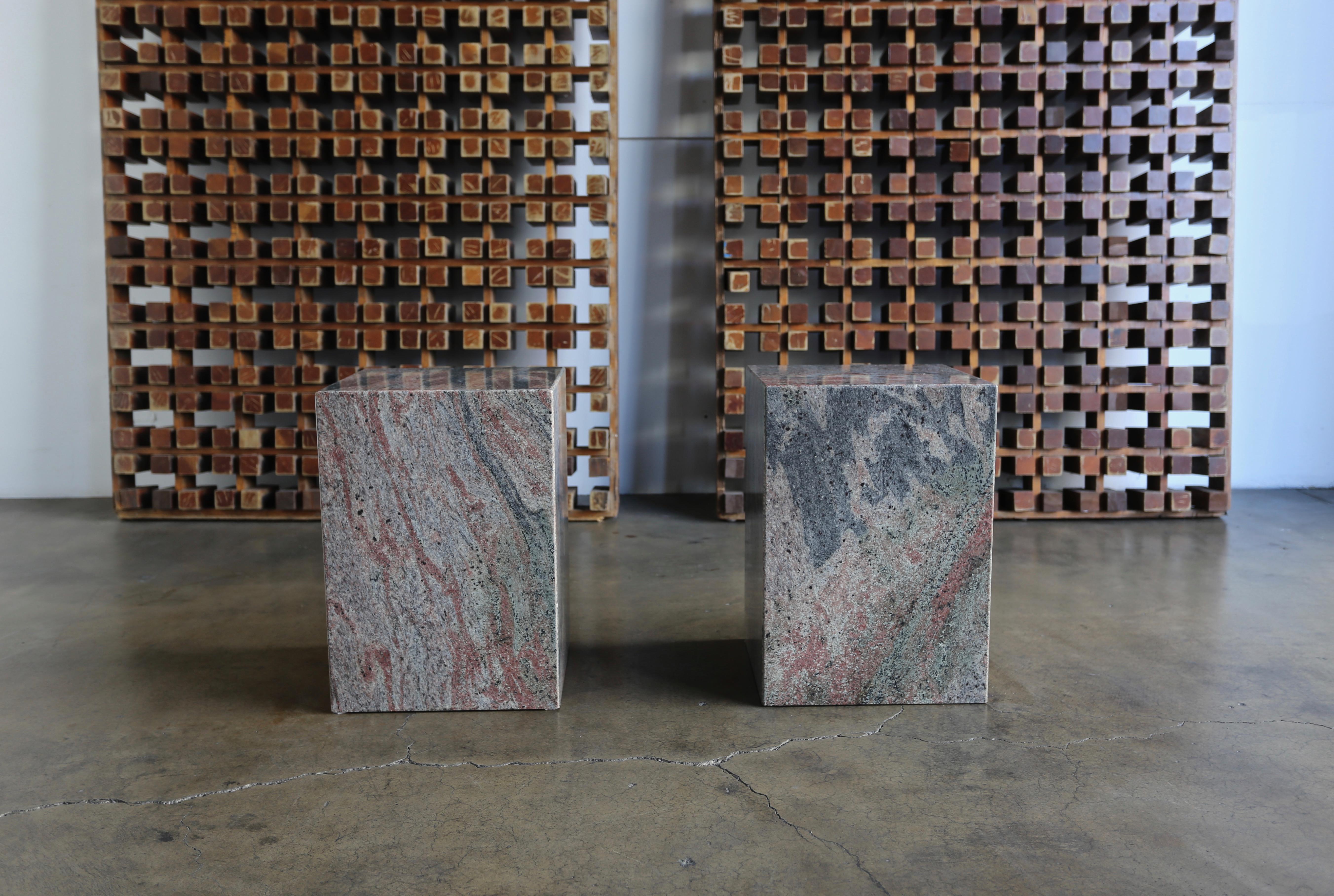 Modern Pair of Granite Stone Occasional Tables, circa 1980