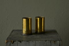 Pair of Grapevine Decorated Trench Art Vases in Patinated Brass 1920s
