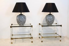 Pair of Graphical Ceramic Table Lamps for H. Pander, Holland, 1970s