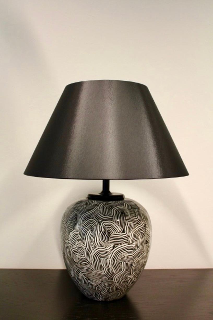 Pair of Graphical Ceramic Table Lamps for H. Pander, Holland, 1970s For Sale 1