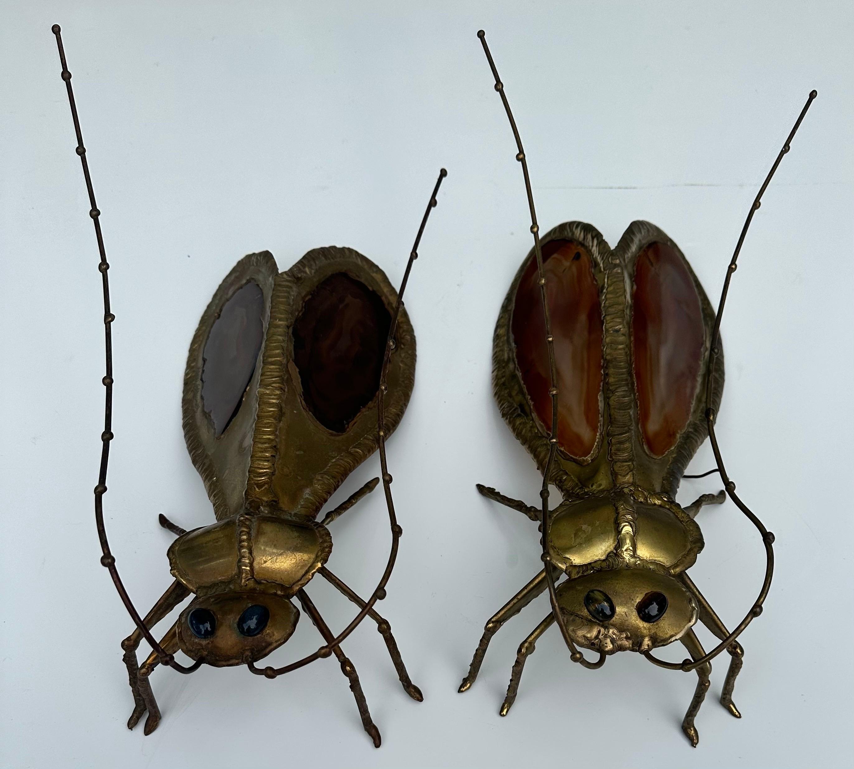 Pair of Grasshopper French Sconces By Henri Fernandez For Sale 4