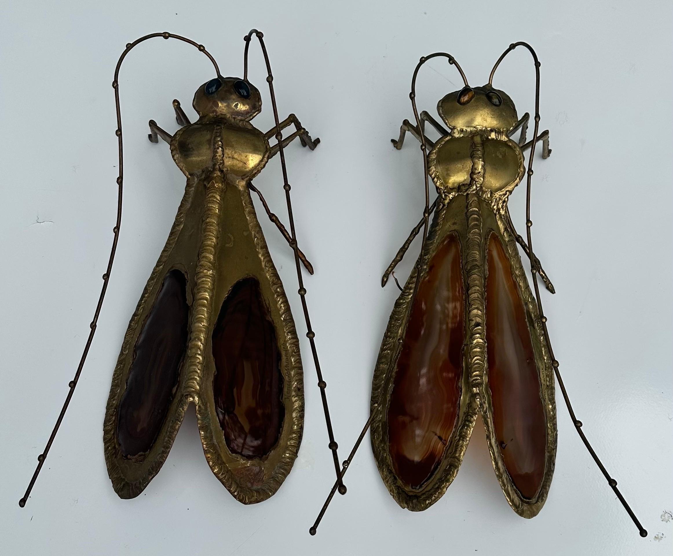 Pair of Grasshopper French Sconces By Henri Fernandez In Good Condition For Sale In Miami, FL