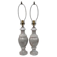 Pair of Gray and Rose Marble Lamps
