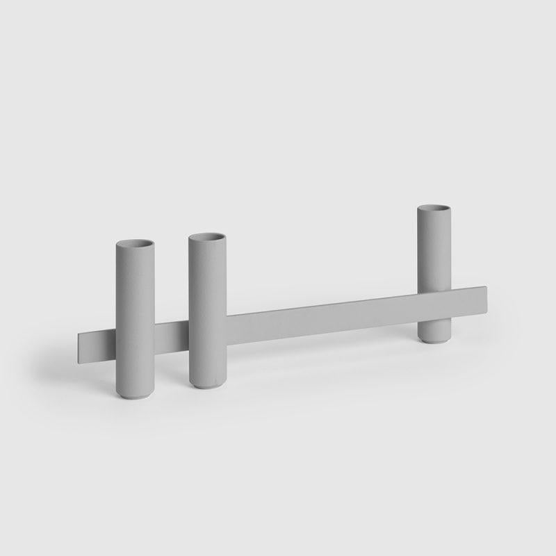 Pair of Gray Candle Holders by Mason Editions For Sale 2