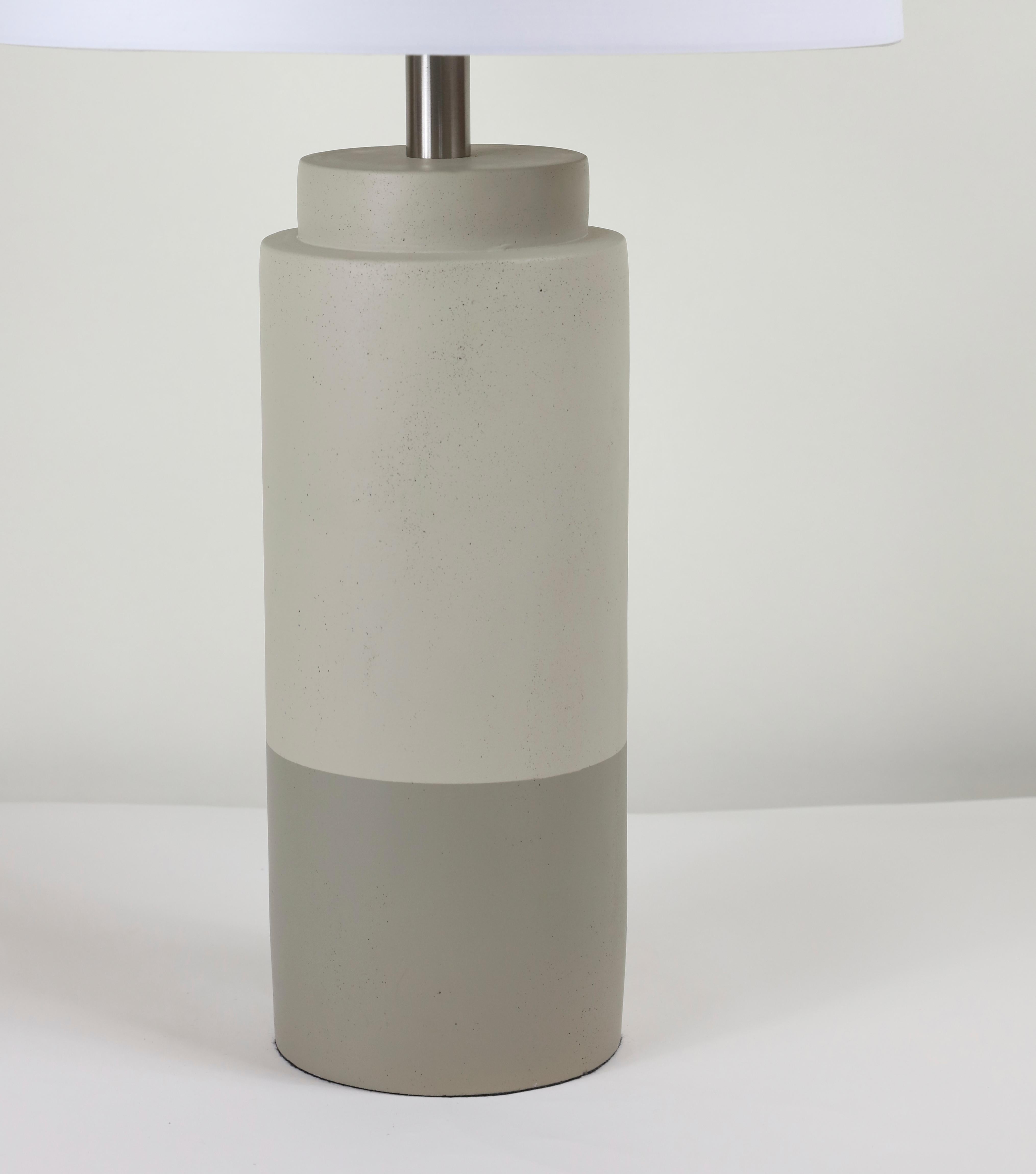 Pair of Gray Concrete Column Lamps 1