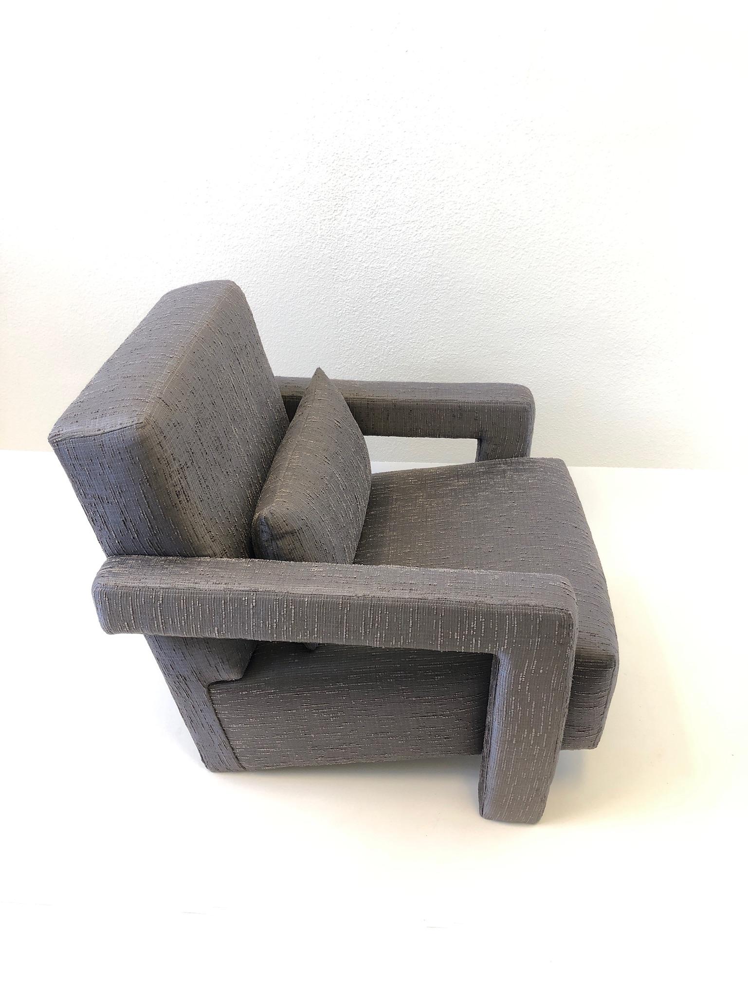 Pair of Gray Fabric Lounge Chairs by Gerrit Thomas Rietveld 5