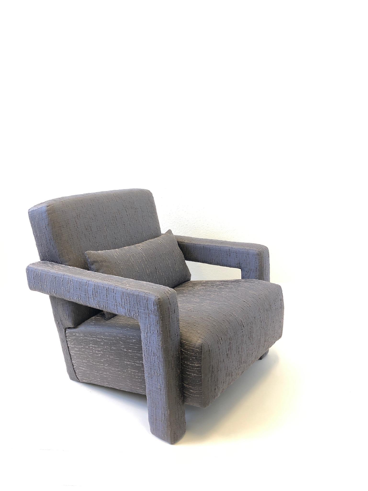 Pair of Gray Fabric Lounge Chairs by Gerrit Thomas Rietveld 6