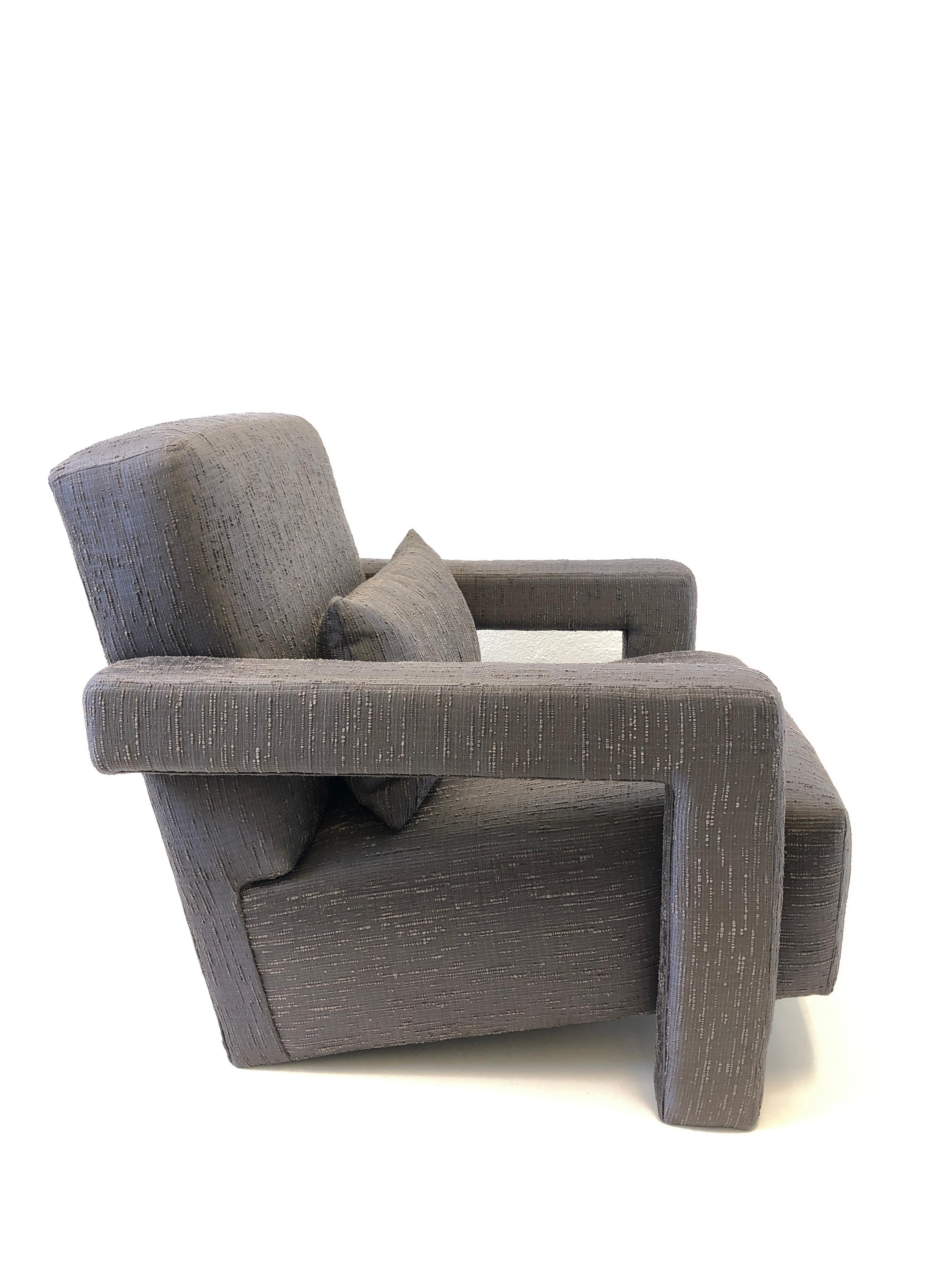Pair of Gray Fabric Lounge Chairs by Gerrit Thomas Rietveld 7